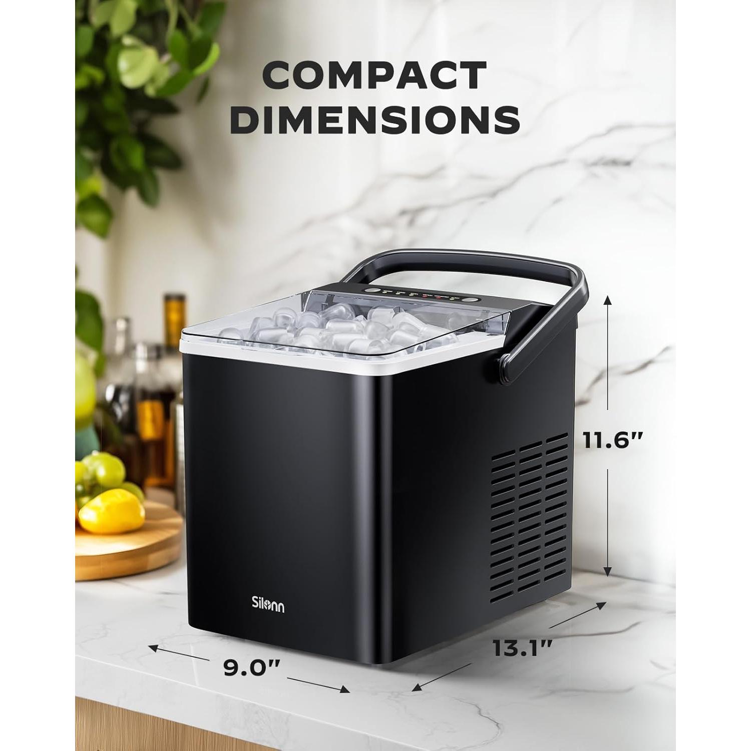 Máquina de Hielo Silonn SLIM35B Portátil 1.8L 9 Cubos en 6 Min