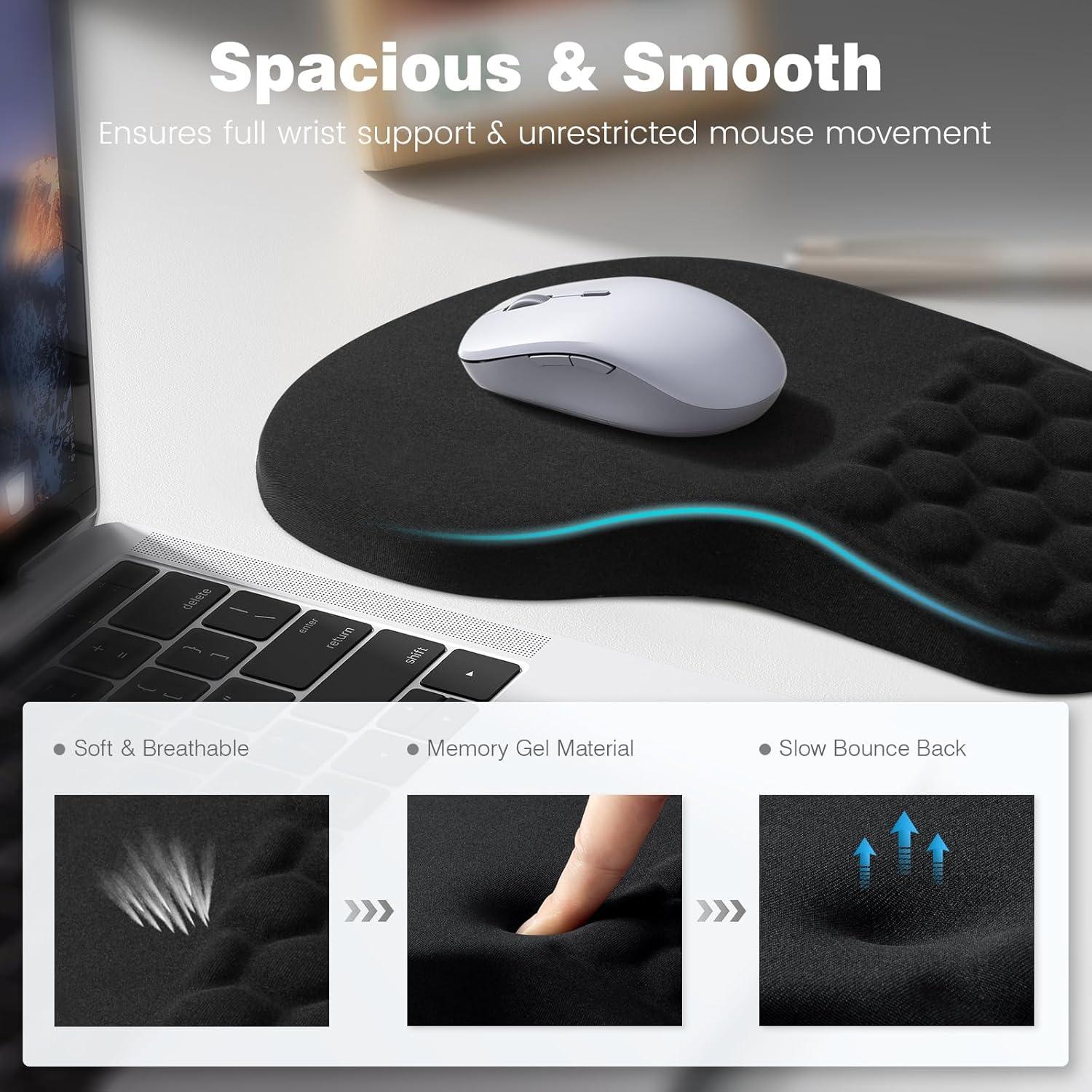 Conjunto Reposamuñecas Ergonomico Ospelelf Espuma Memoria Negro