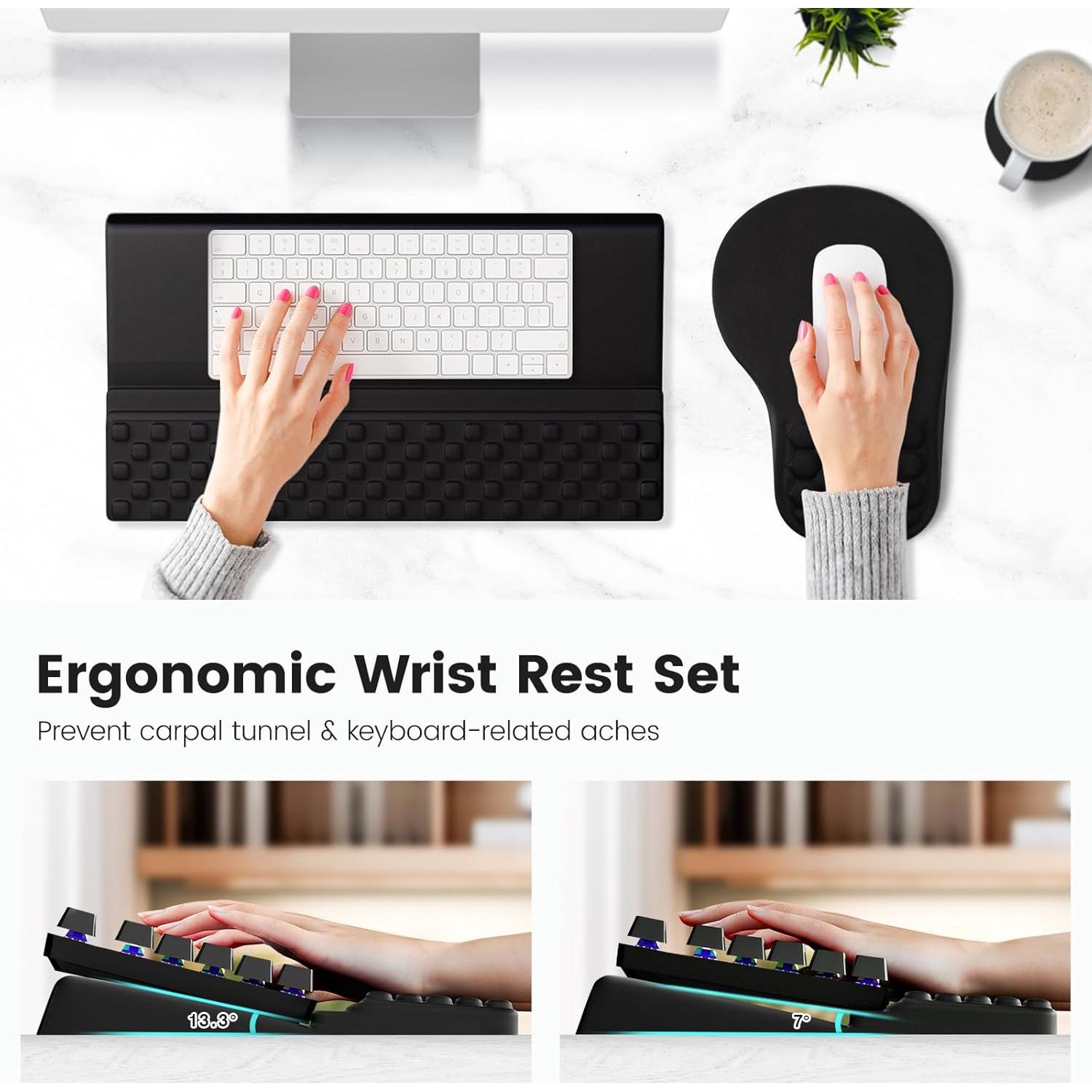 Conjunto Reposamuñecas Ergonomico Ospelelf Espuma Memoria Negro