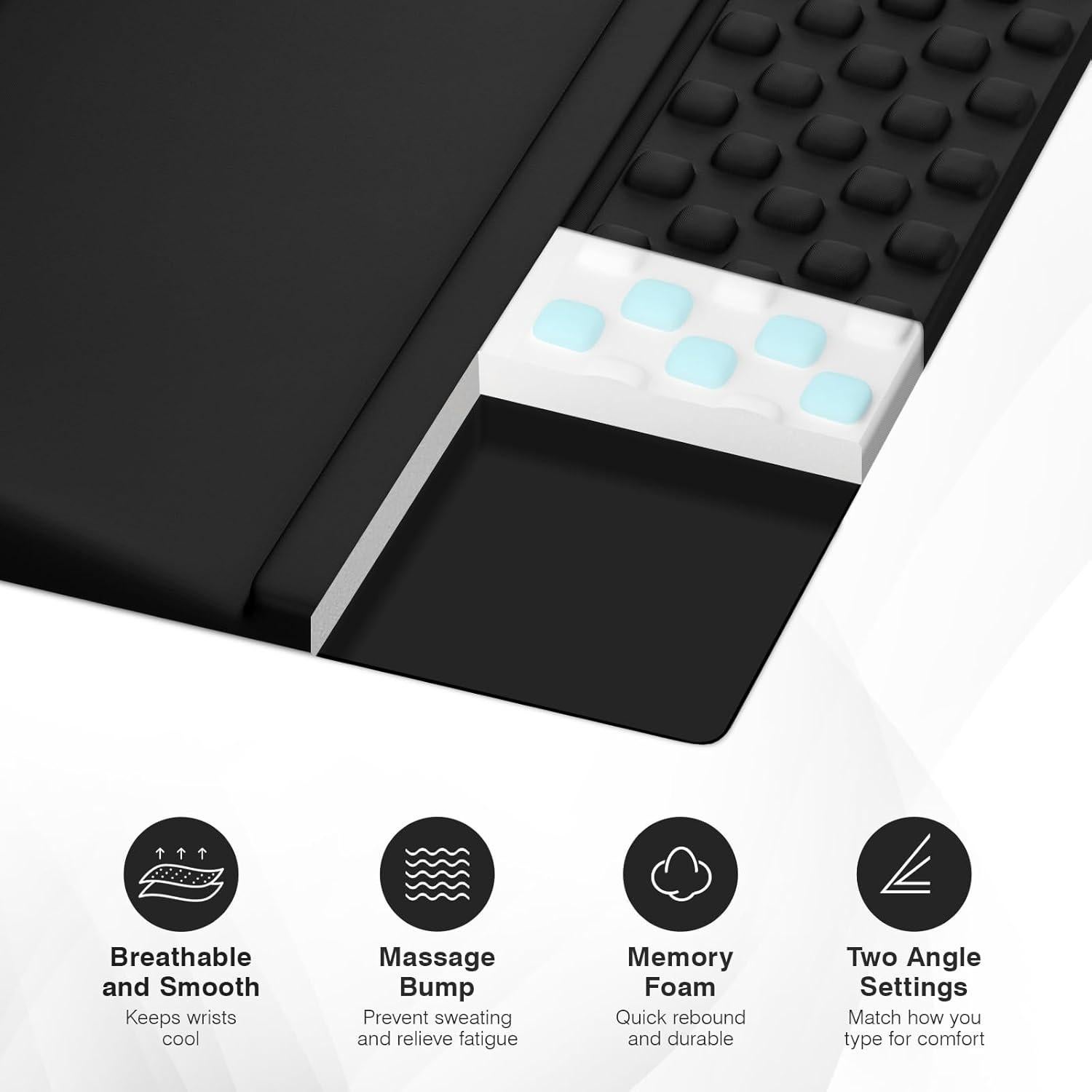 Conjunto Reposamuñecas Ergonomico Ospelelf Espuma Memoria Negro