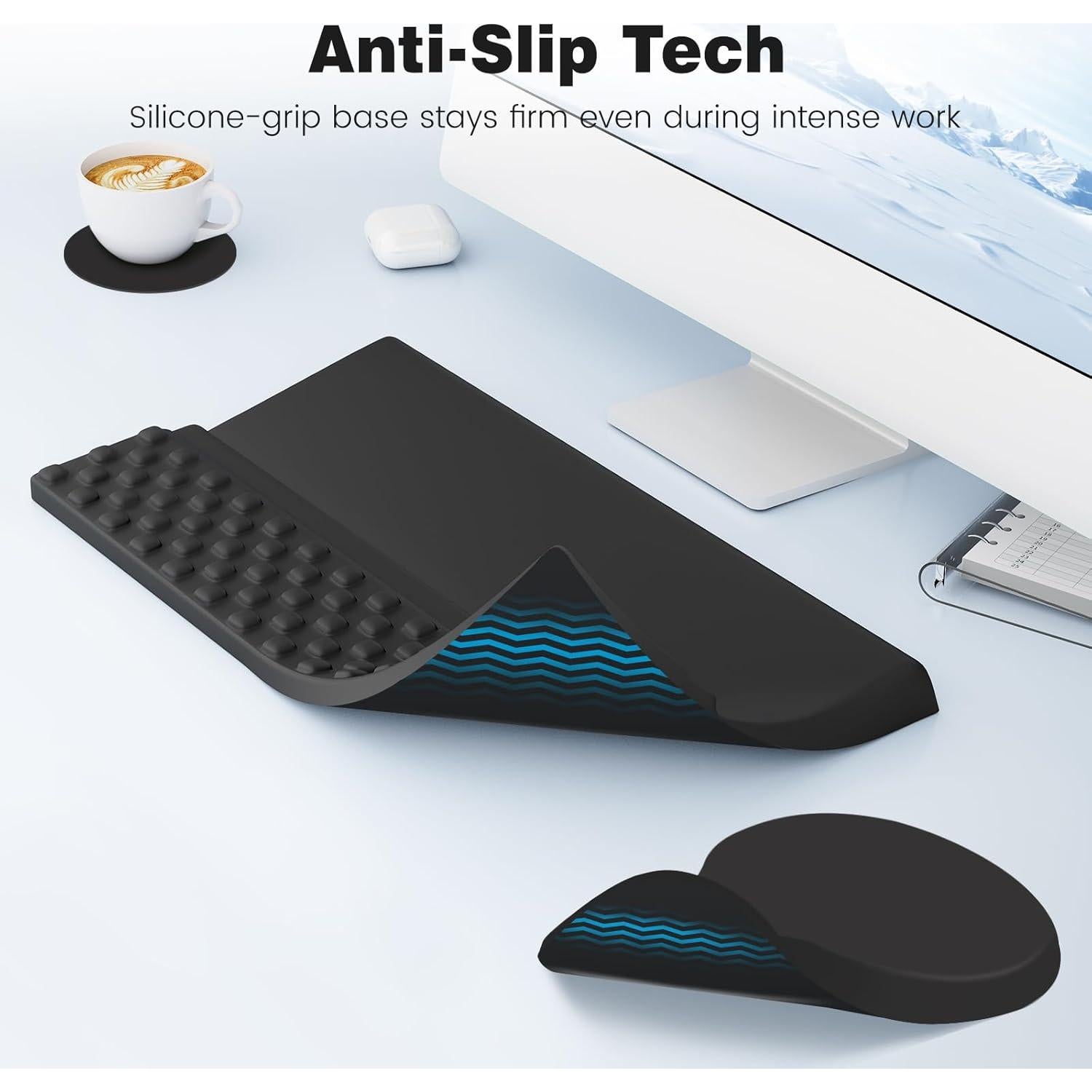 Conjunto Reposamuñecas Ergonomico Ospelelf Espuma Memoria Negro