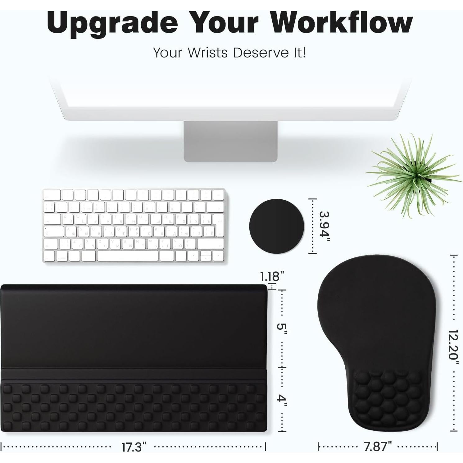 Conjunto Reposamuñecas Ergonomico Ospelelf Espuma Memoria Negro