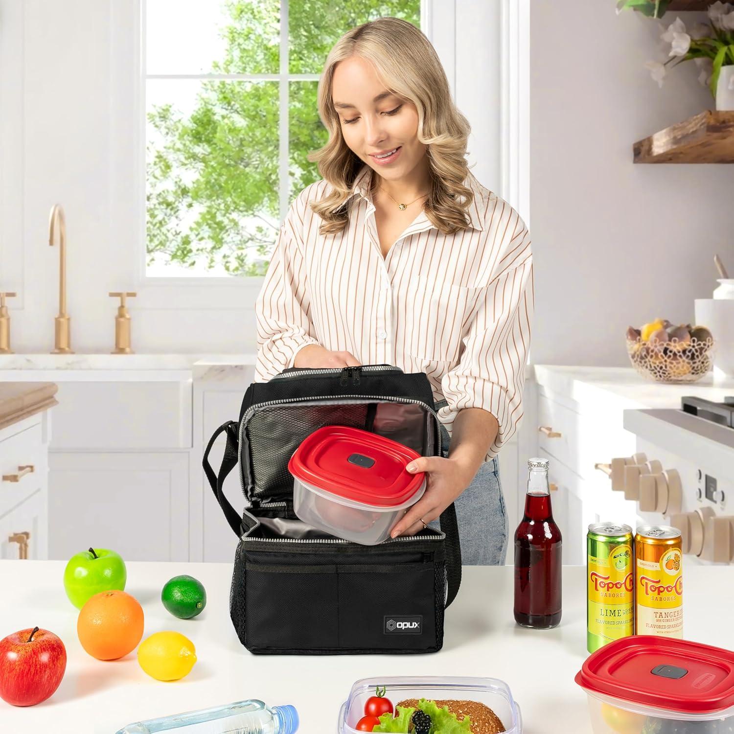 Bolsa de Almuerzo Aislada OPUX Doble Piso 12L Negra