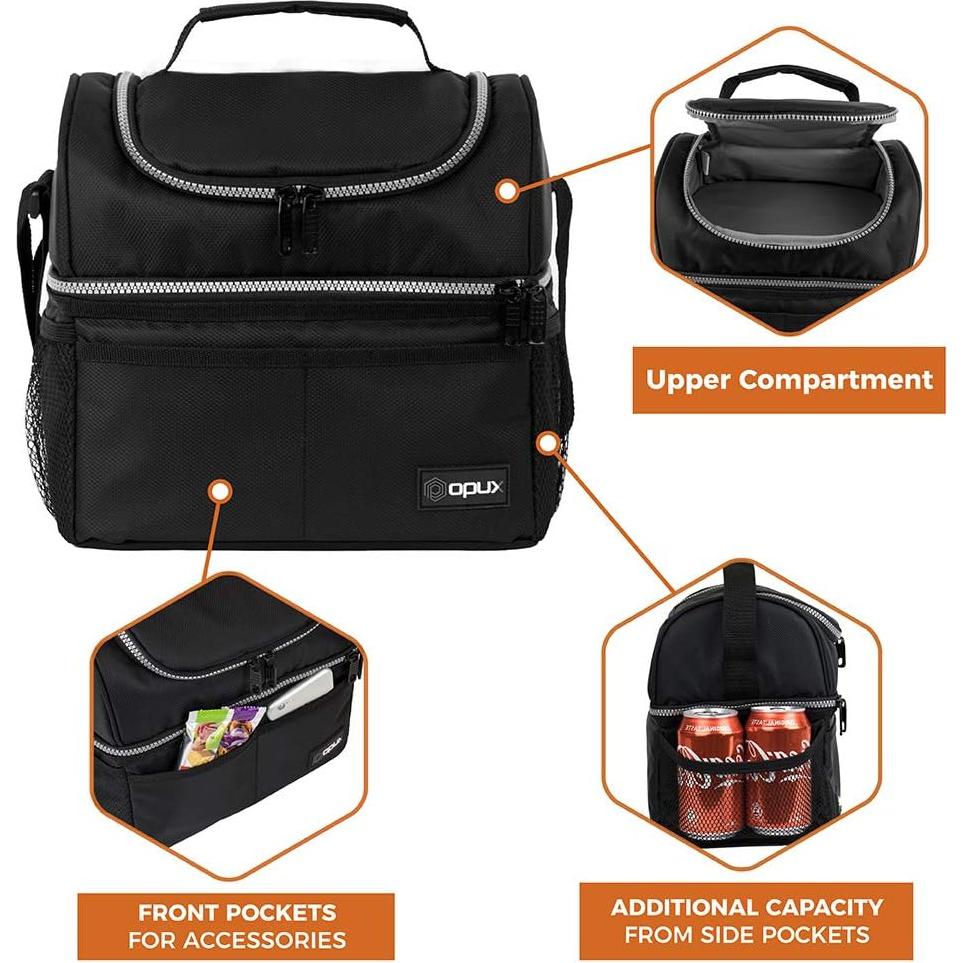 Bolsa de Almuerzo Aislada OPUX Doble Piso 12L Negra
