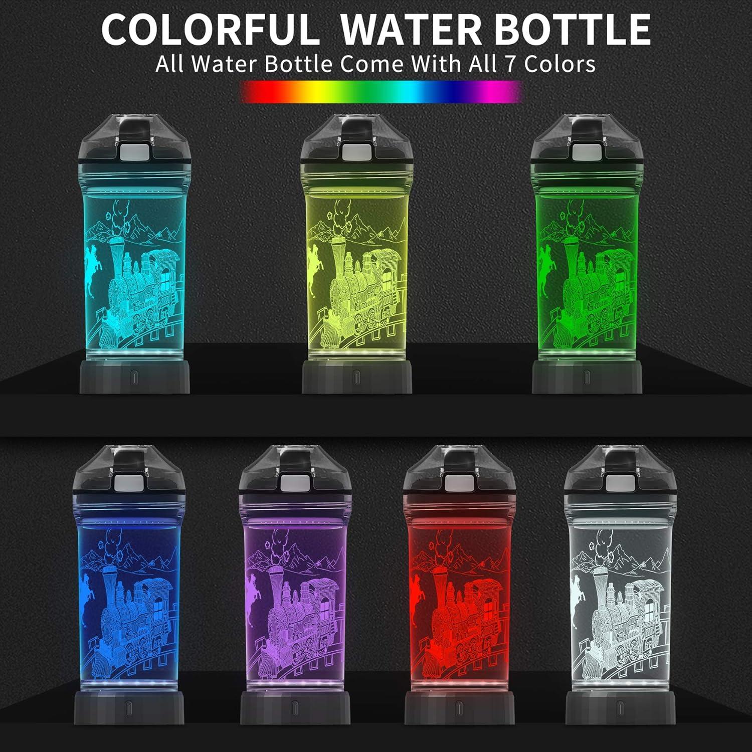 Botella de Agua Lightzz Motor de Tren 414 ml con Luz LED 3D