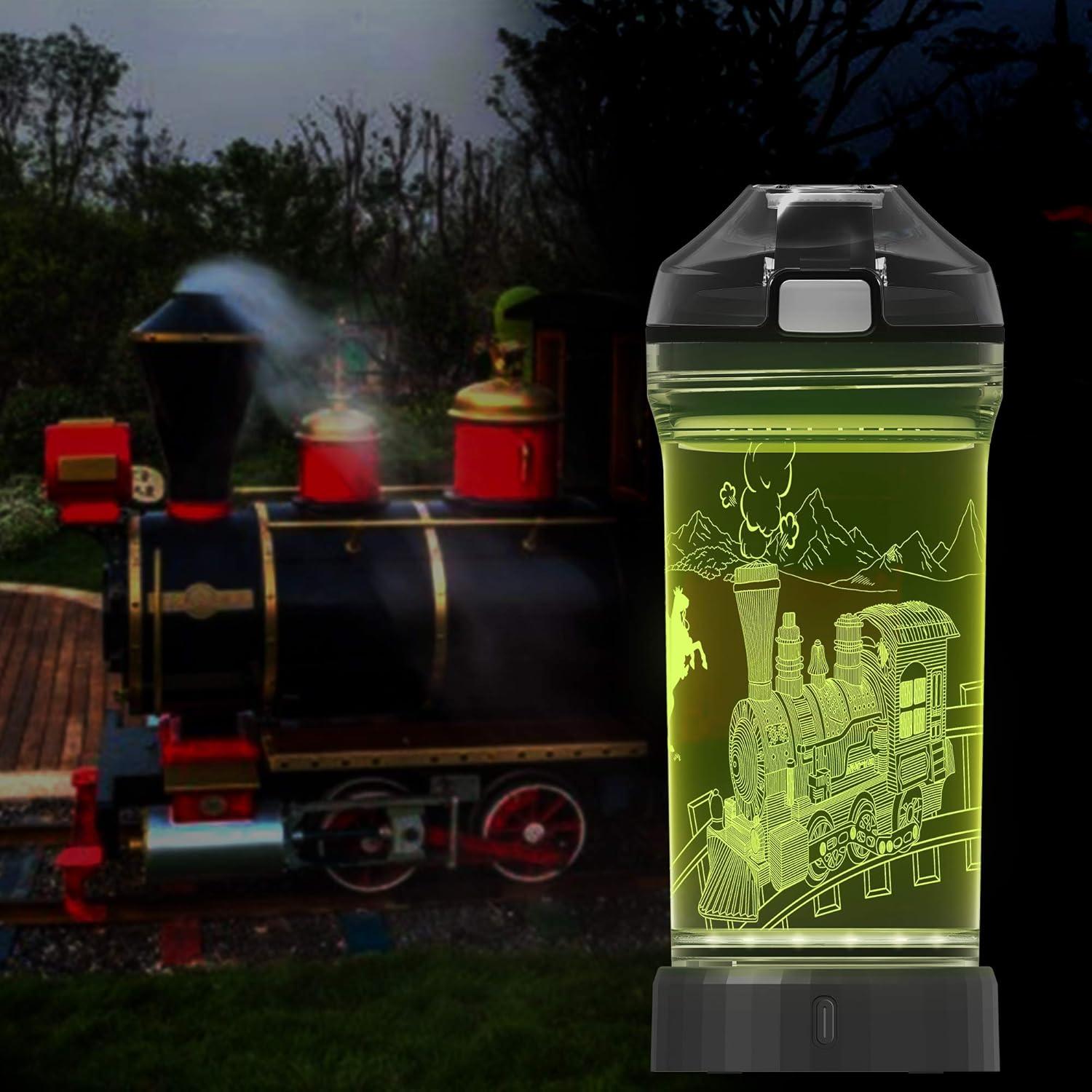 Botella de Agua Lightzz Motor de Tren 414 ml con Luz LED 3D