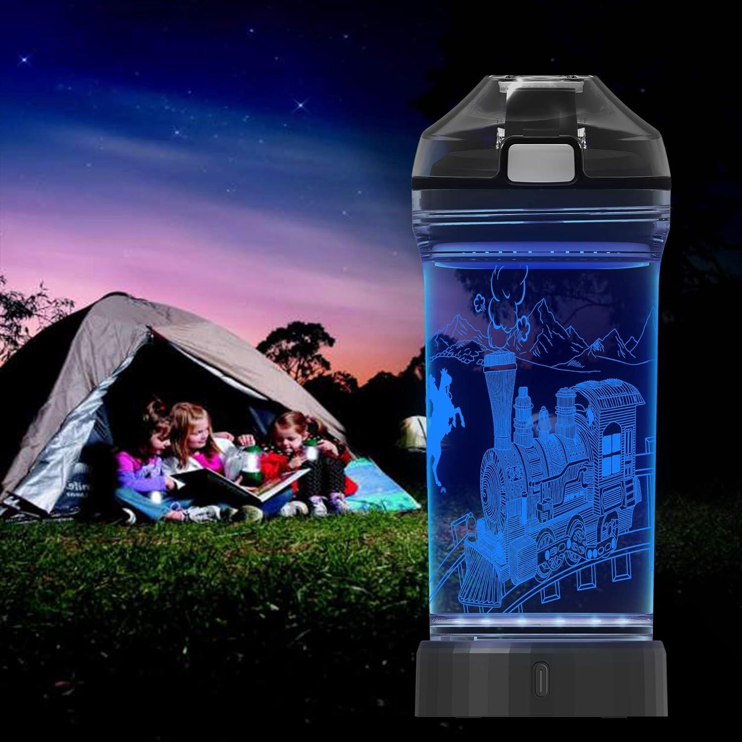 Botella de Agua Lightzz Motor de Tren 414 ml con Luz LED 3D