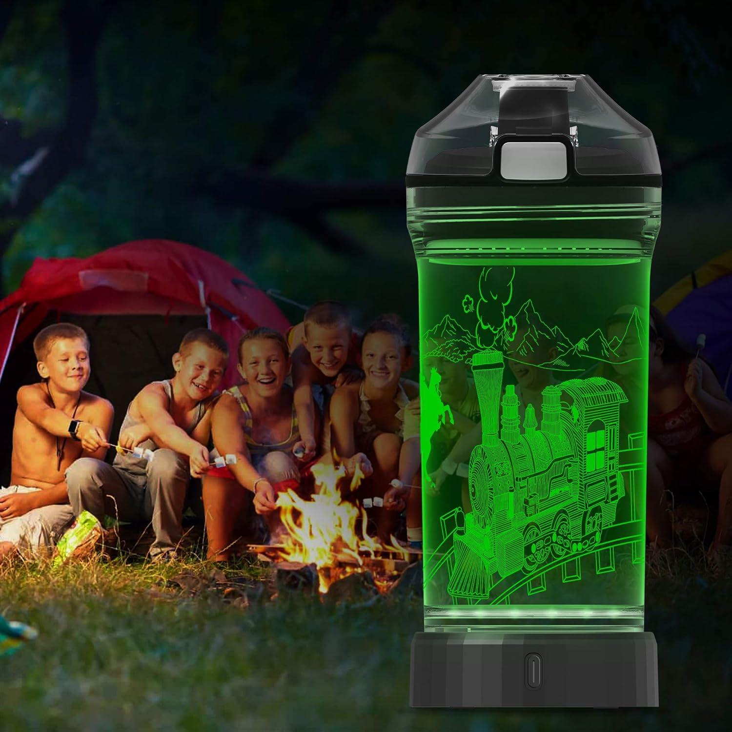 Botella de Agua Lightzz Motor de Tren 414 ml con Luz LED 3D