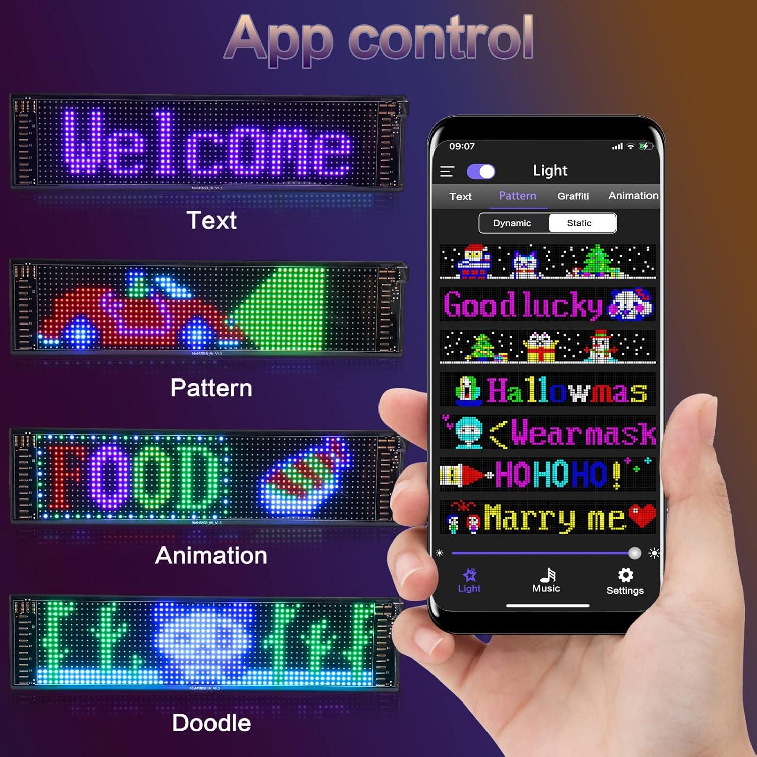 Cartel LED Programable RUPSE 68.58x12.7cm RGB USB