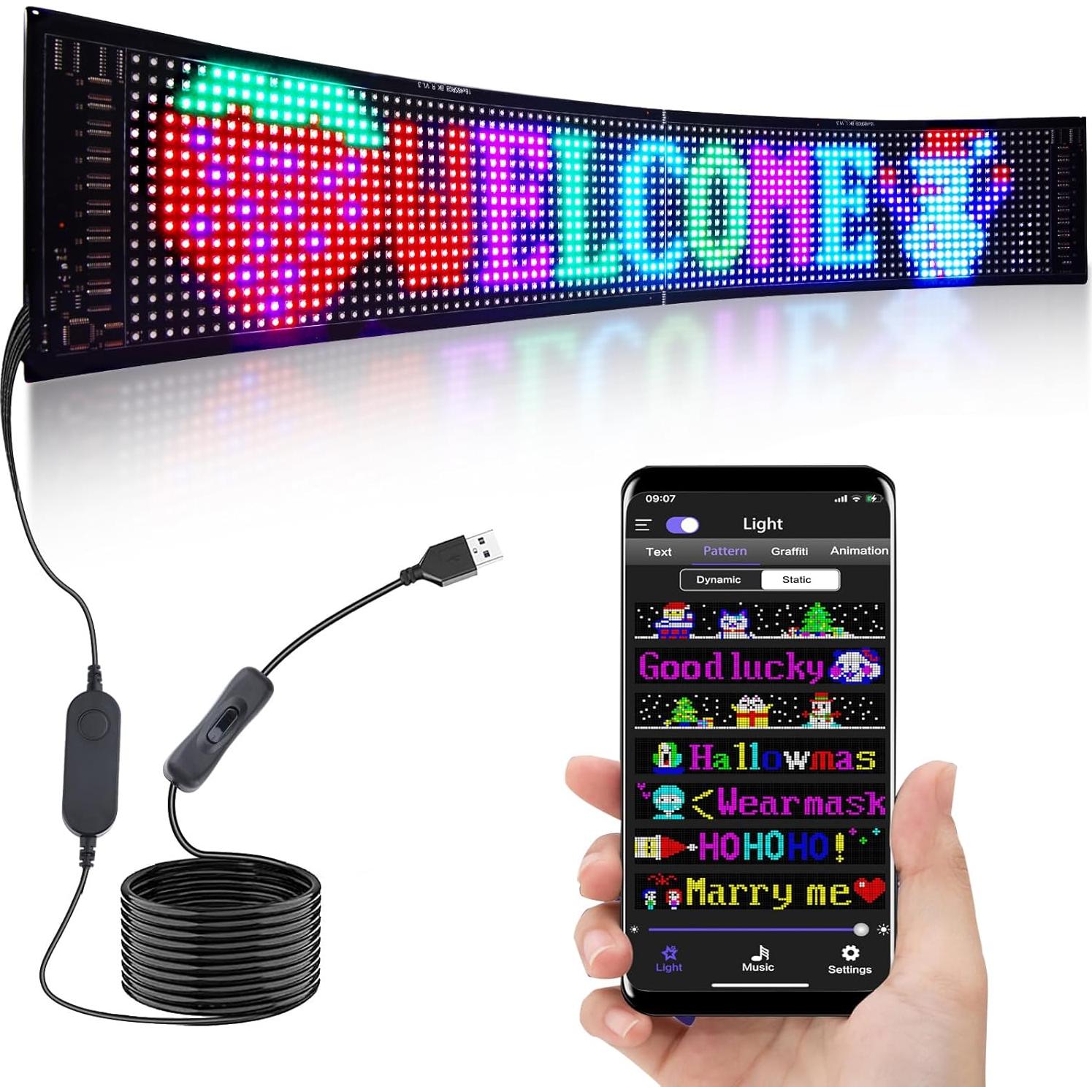 Cartel LED Programable RUPSE 68.58x12.7cm RGB USB