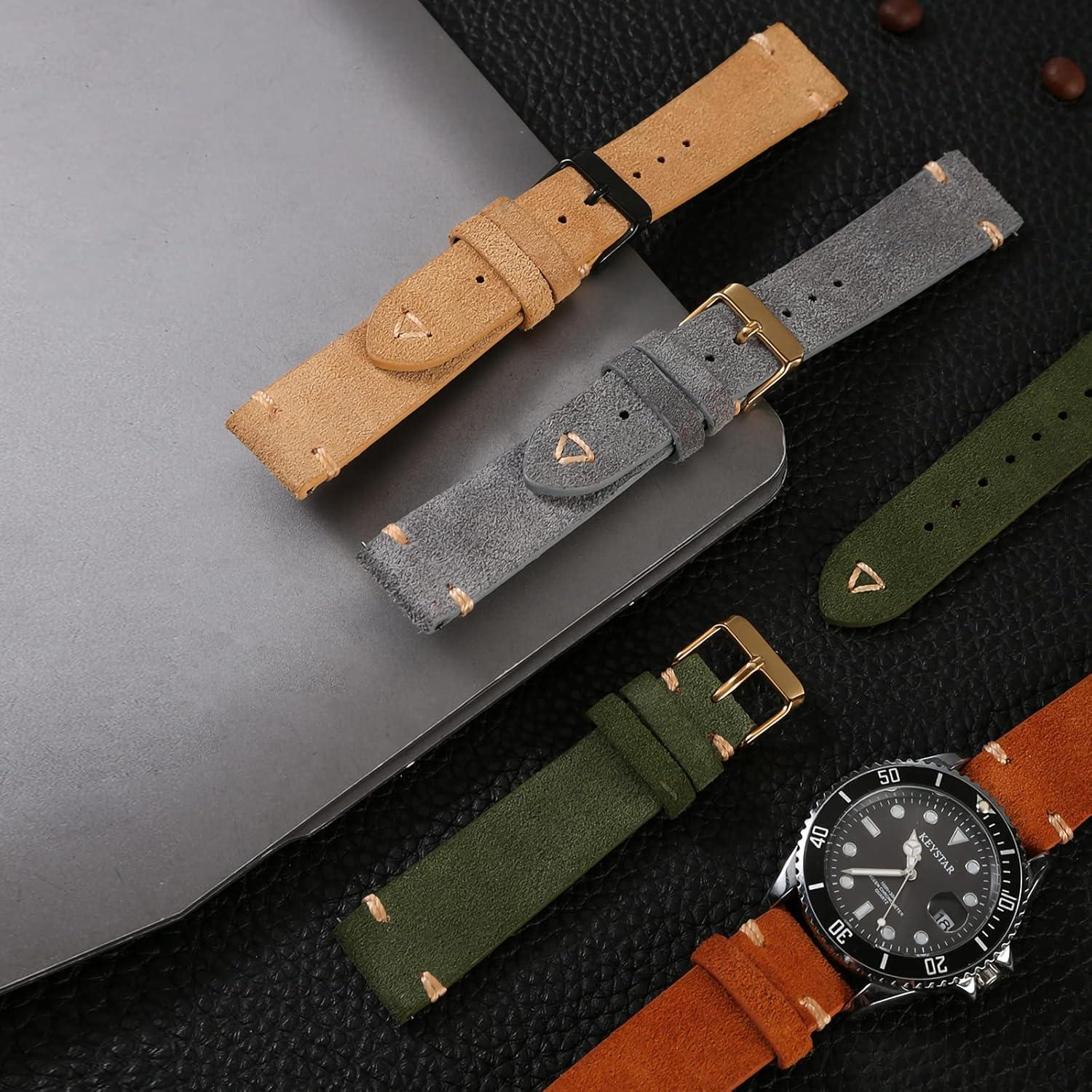 Correa de Reloj de Cuero Suede WOUKUP 18mm 19mm 20mm 21mm 22mm 24mm