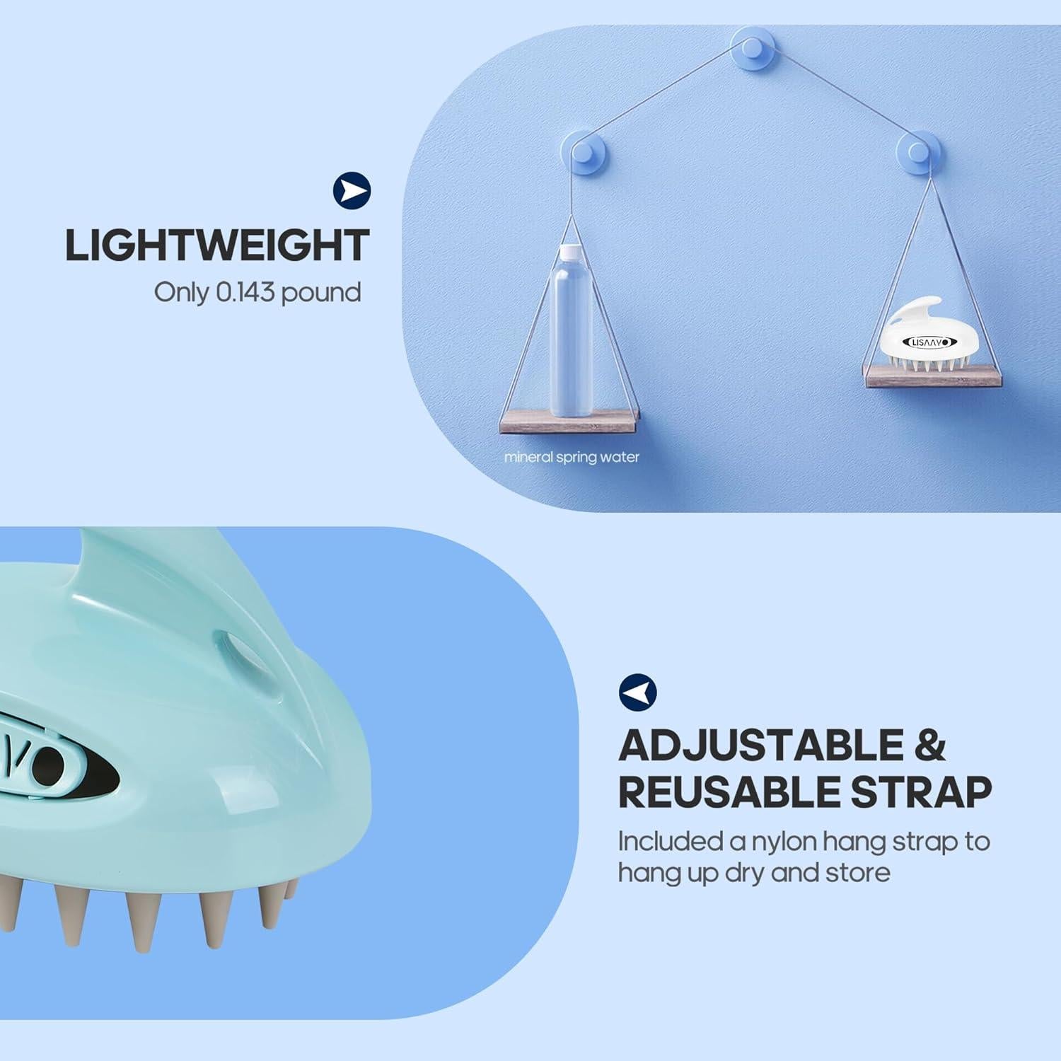 Masajeador de Cuero Cabelludo LISAAVO 3 en 1 Azul