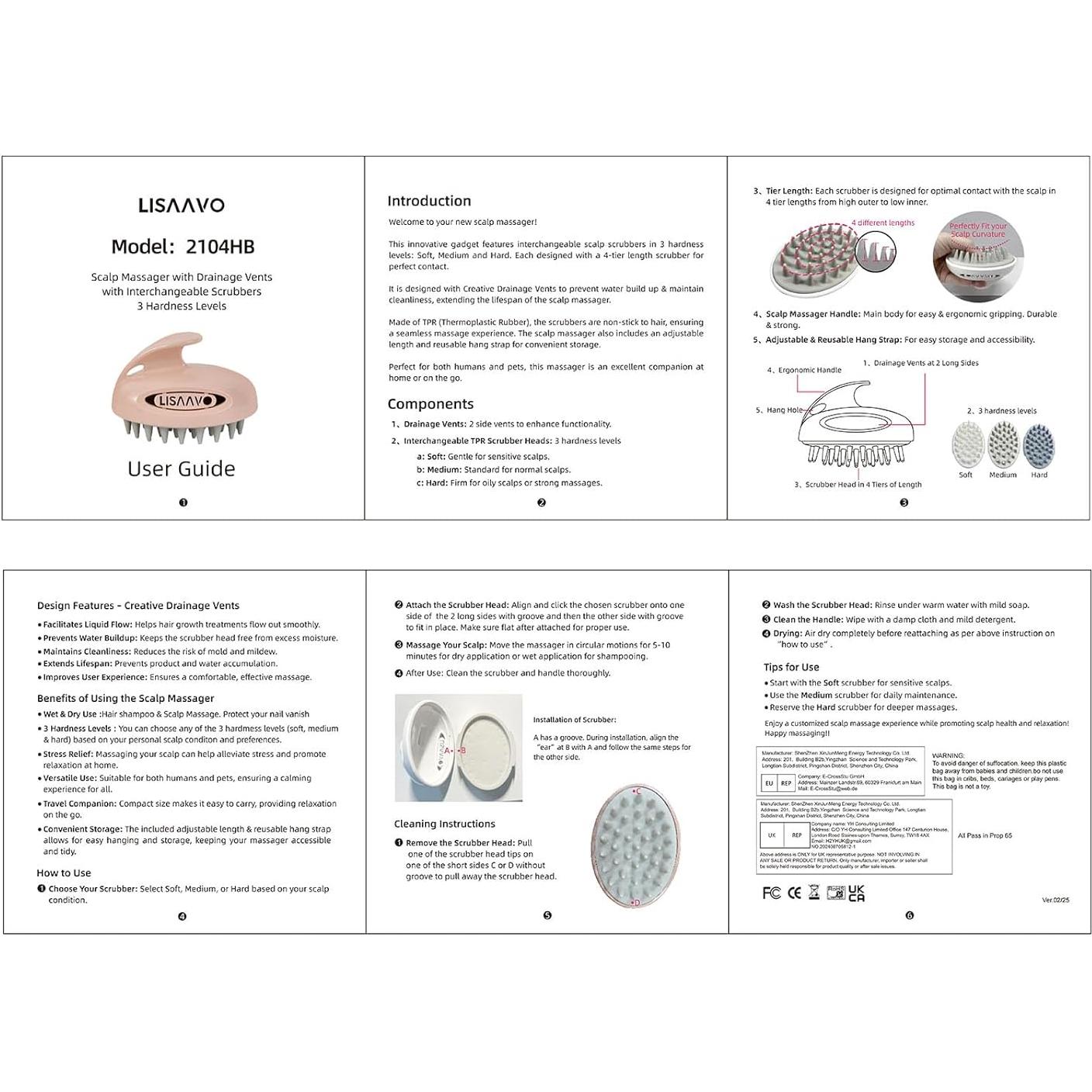 Masajeador de Cuero Cabelludo LISAAVO 3 en 1 Azul