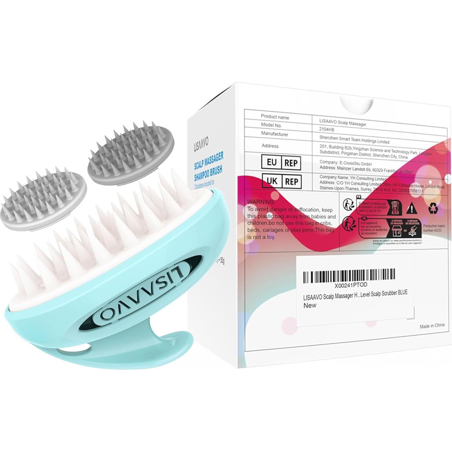 Masajeador de Cuero Cabelludo LISAAVO 3 en 1 Azul