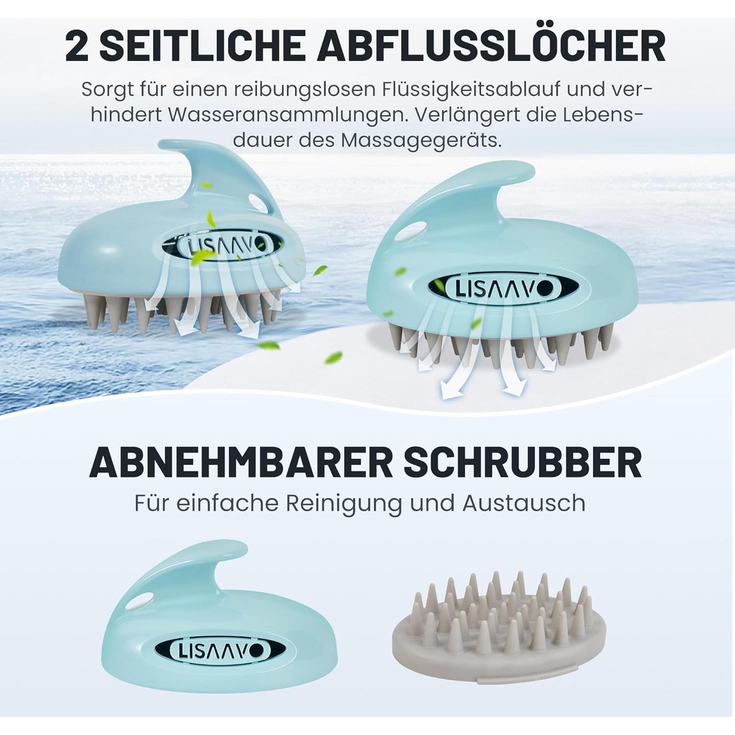 Masajeador de Cuero Cabelludo LISAAVO 3 en 1 Azul