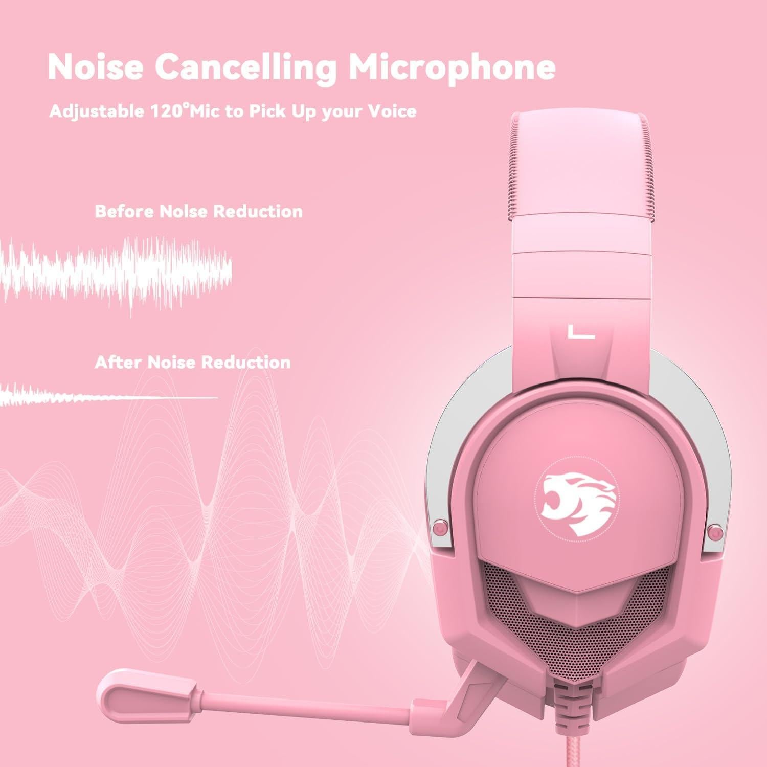 Auriculares Gaming IMYB A88 Rosa con Micrófono y Cancelación de Ruido