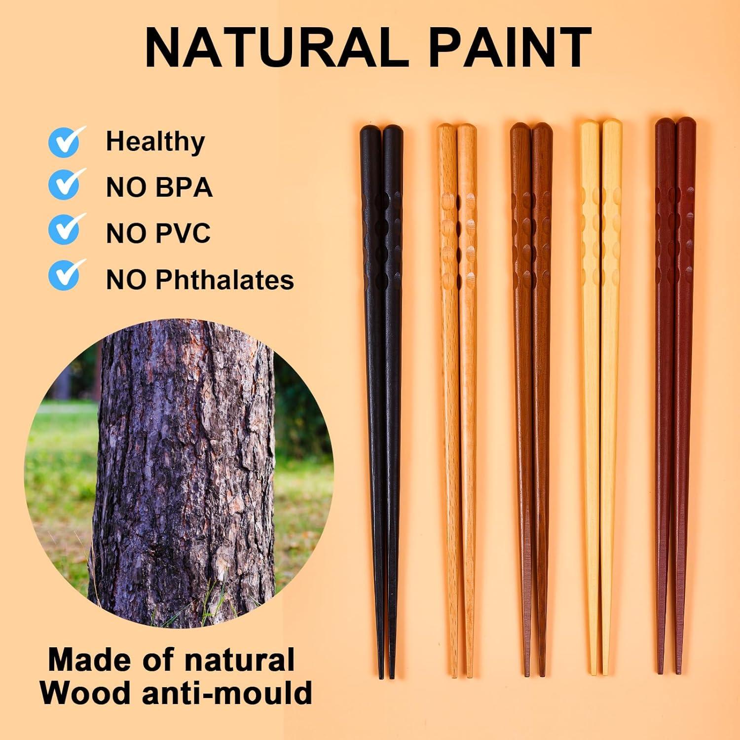 Set de 5 Pares de Palillos Japoneses Reutilizables MFJUNS 22.4 cm