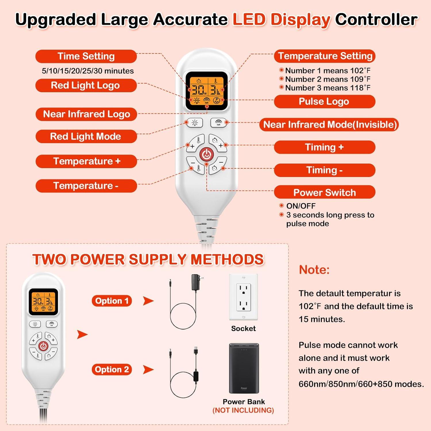 JOBYNA Dispositivo de Luz Infrarroja y Roja para Pies 850nm 660nm