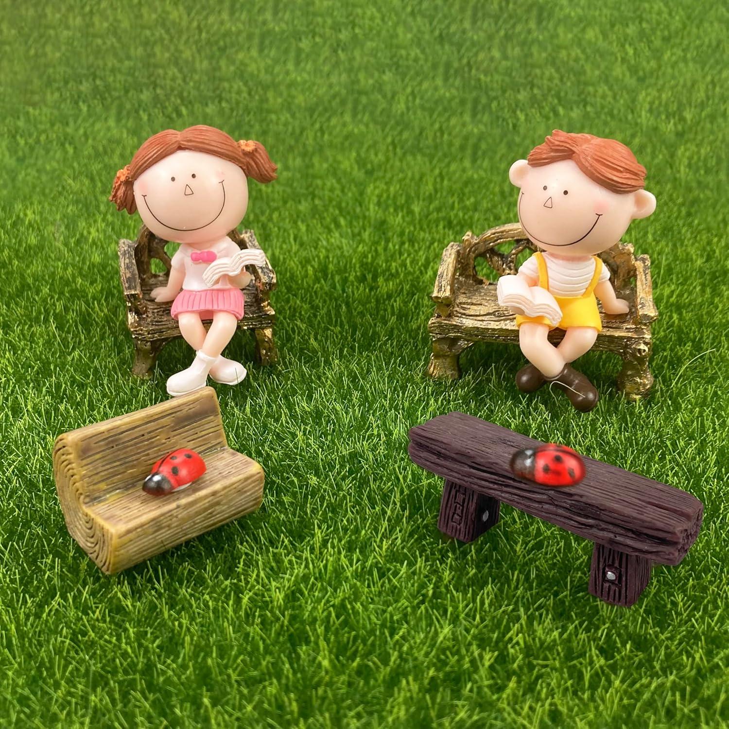 Juego de Mesa y Sillas en Miniatura PIVNASY - 10 Piezas Jardín de Hadas