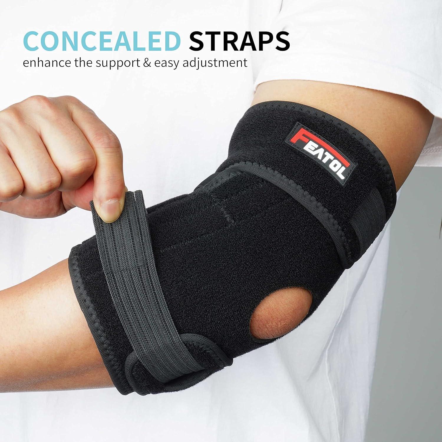Soporte de Codo Ajustable FEATOL para Tendinitis - Negro Pequeño