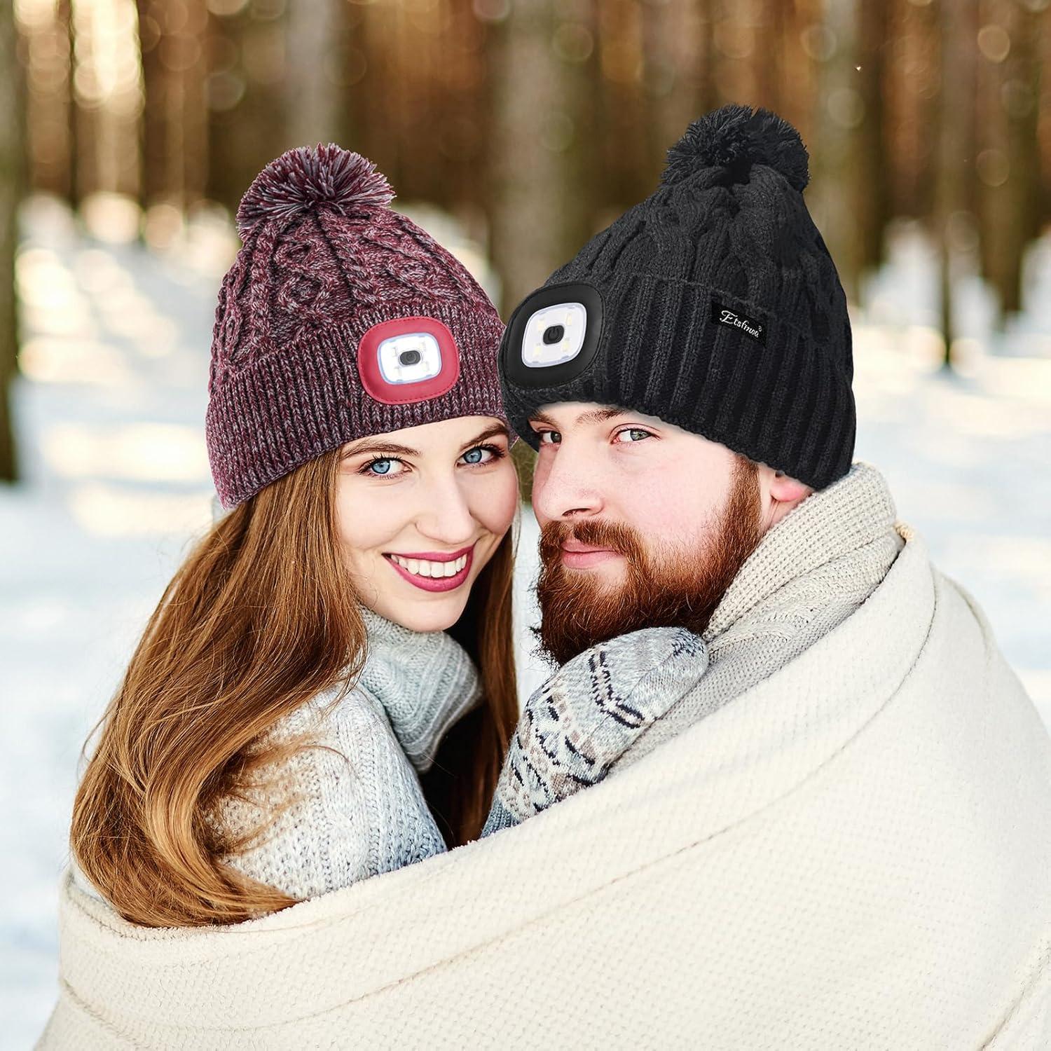 Gorro Unisex de Invierno Etsfmoa con Luz LED Recargable USB