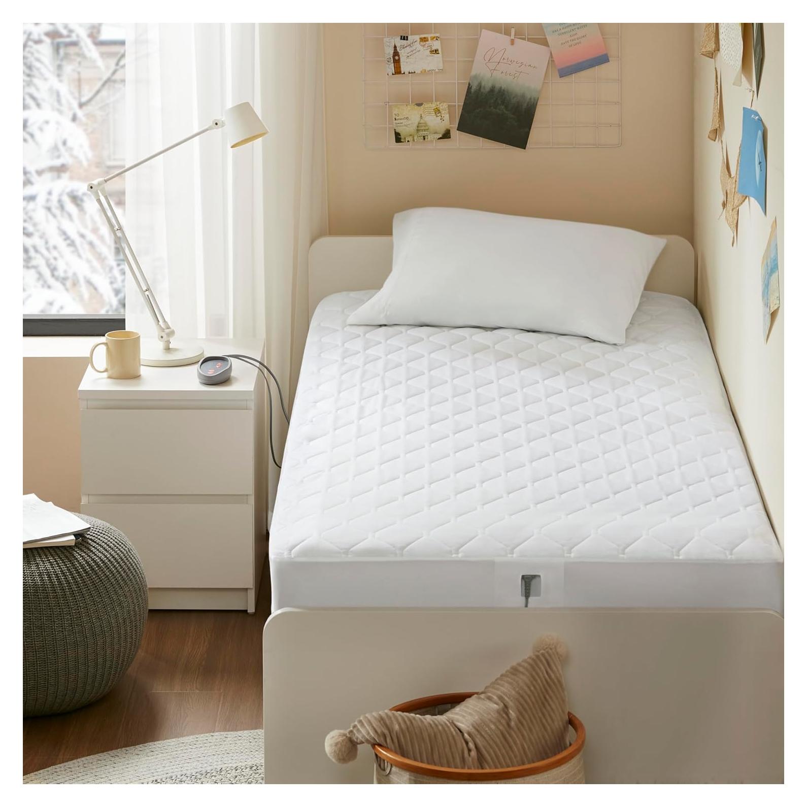 Beautyrest 3M Scotchgard Heated Mattress Pad - Electric Bed Warmer with 5 Heat Settings, 10 Hr Auto Shut Off Timer, All Around Elastic Deep Pocket, UL Certified, Machine Washable, White Twin XL