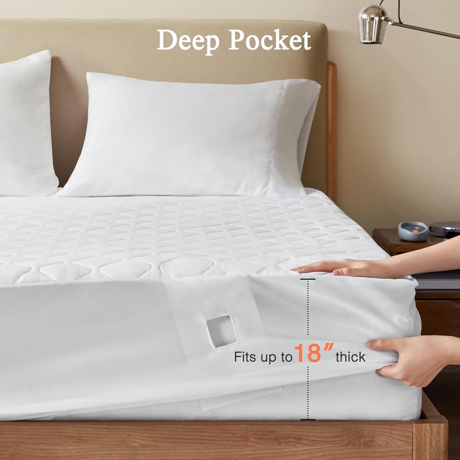 Beautyrest 3M Scotchgard Heated Mattress Pad - Electric Bed Warmer with 5 Heat Settings, 10 Hr Auto Shut Off Timer, All Around Elastic Deep Pocket, UL Certified, Machine Washable, White Twin XL