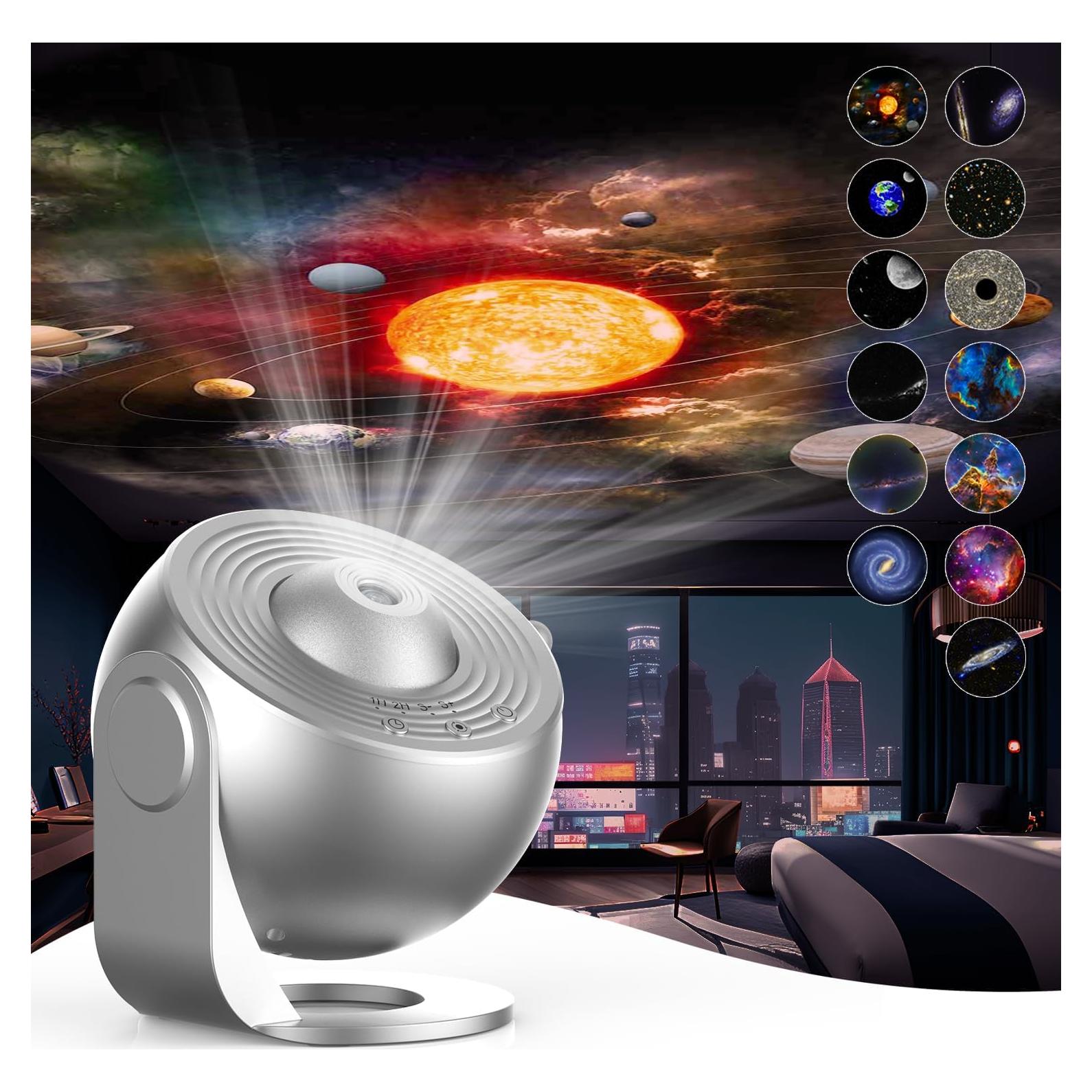 Proyector de Estrellas SOMKTN 13 Discos Luz Nocturna Plata