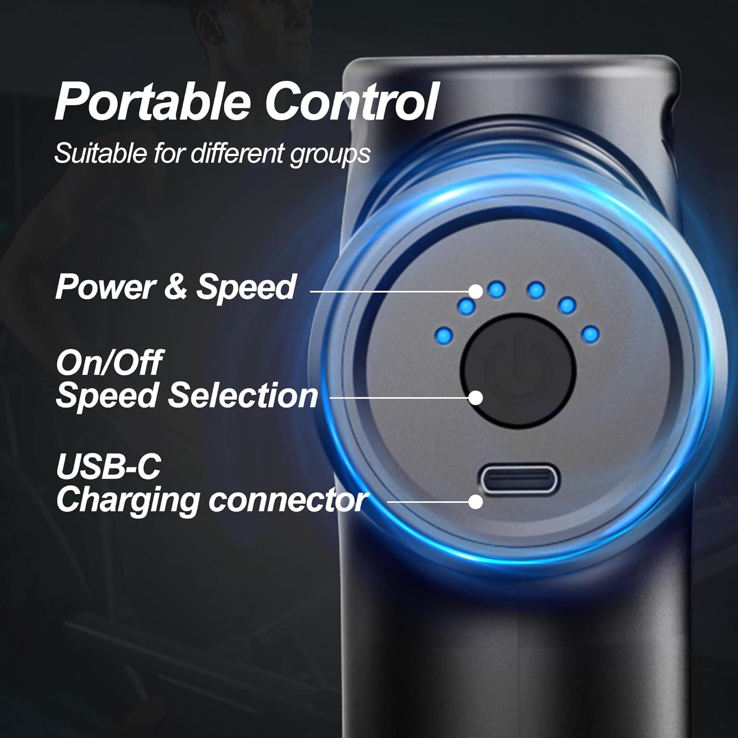 Pistola de Masaje WP-518X Negra, 4 Cabezas, 6 Velocidades