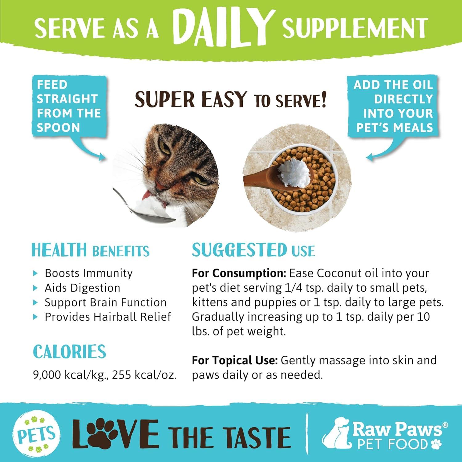 Aceite de Coco Orgánico Virgen Raw Paws 113.4 g para Mascotas