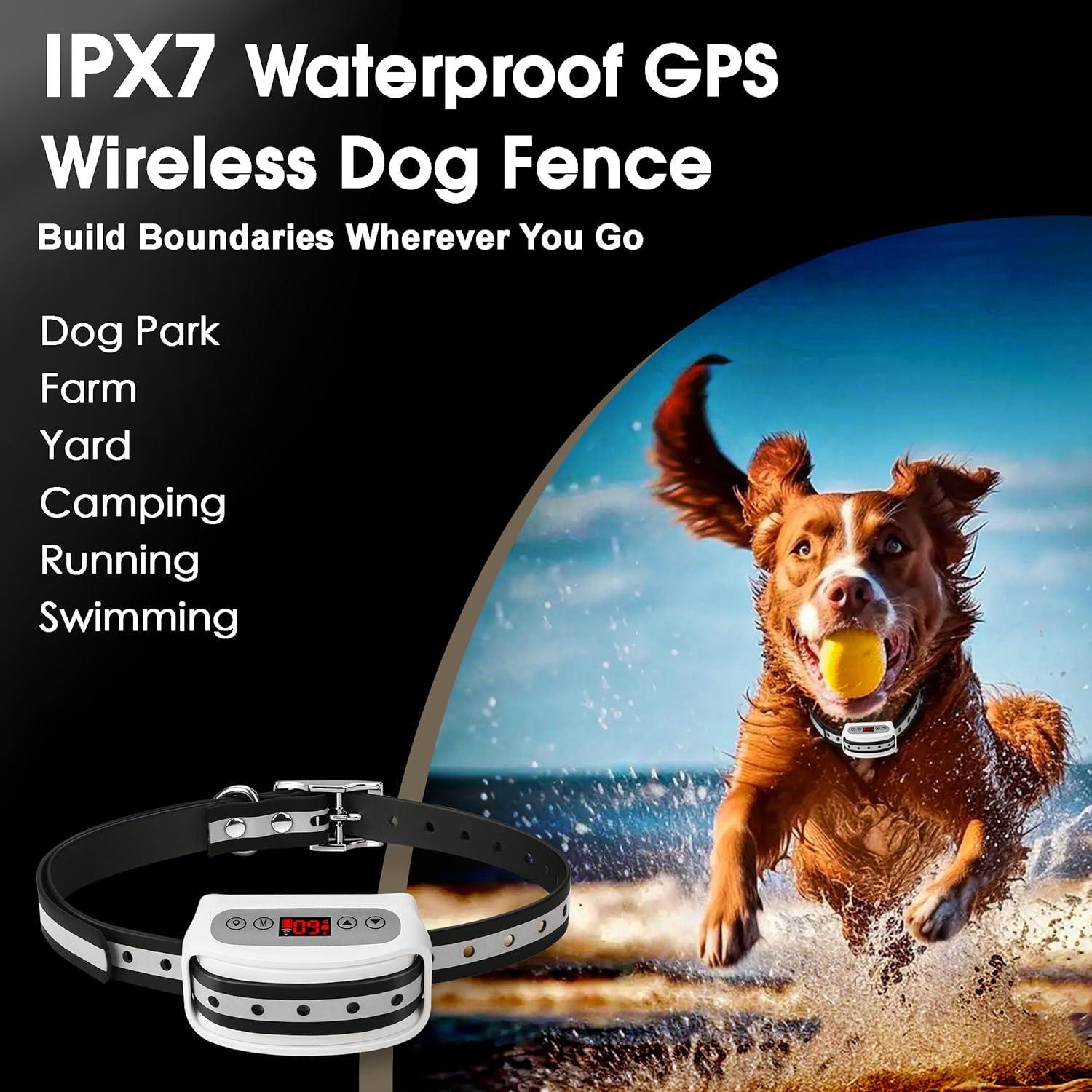 Sistema de Cerca Inalámbrica GPS Petsfun para Perros - Collar Recargable Impermeable