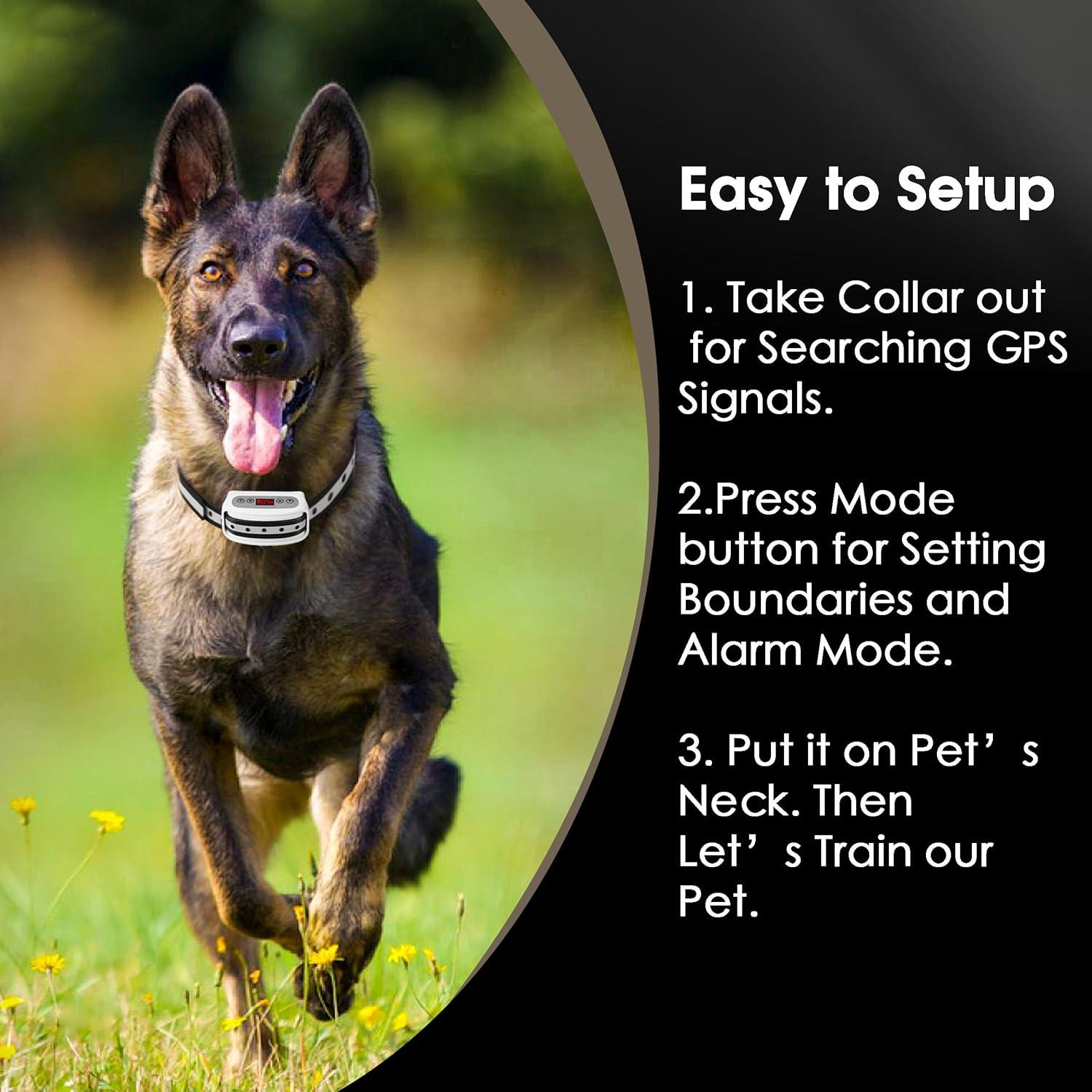 Sistema de Cerca Inalámbrica GPS Petsfun para Perros - Collar Recargable Impermeable