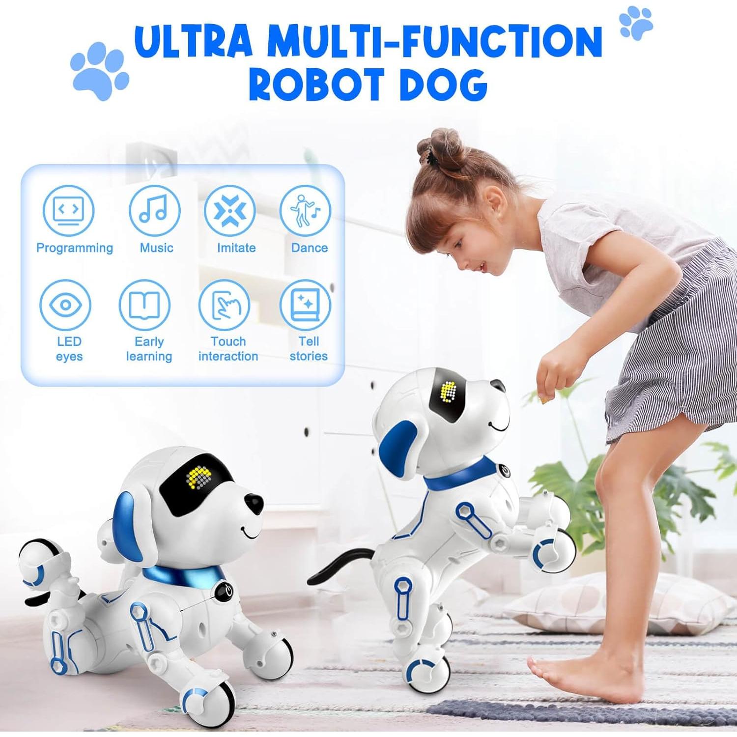 Dolanus Robot Dog for Kids 8-12, Remote Control Smart Robotic Pets That Acts Like a Real Dogs Touch Interactive Walking Talking Barking Toys for Girls Boys Toddler, Gifts for 4 5 6 7 8 12 Years Old