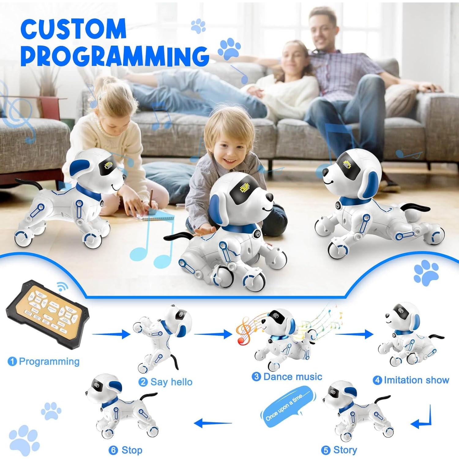 Dolanus Robot Dog for Kids 8-12, Remote Control Smart Robotic Pets That Acts Like a Real Dogs Touch Interactive Walking Talking Barking Toys for Girls Boys Toddler, Gifts for 4 5 6 7 8 12 Years Old