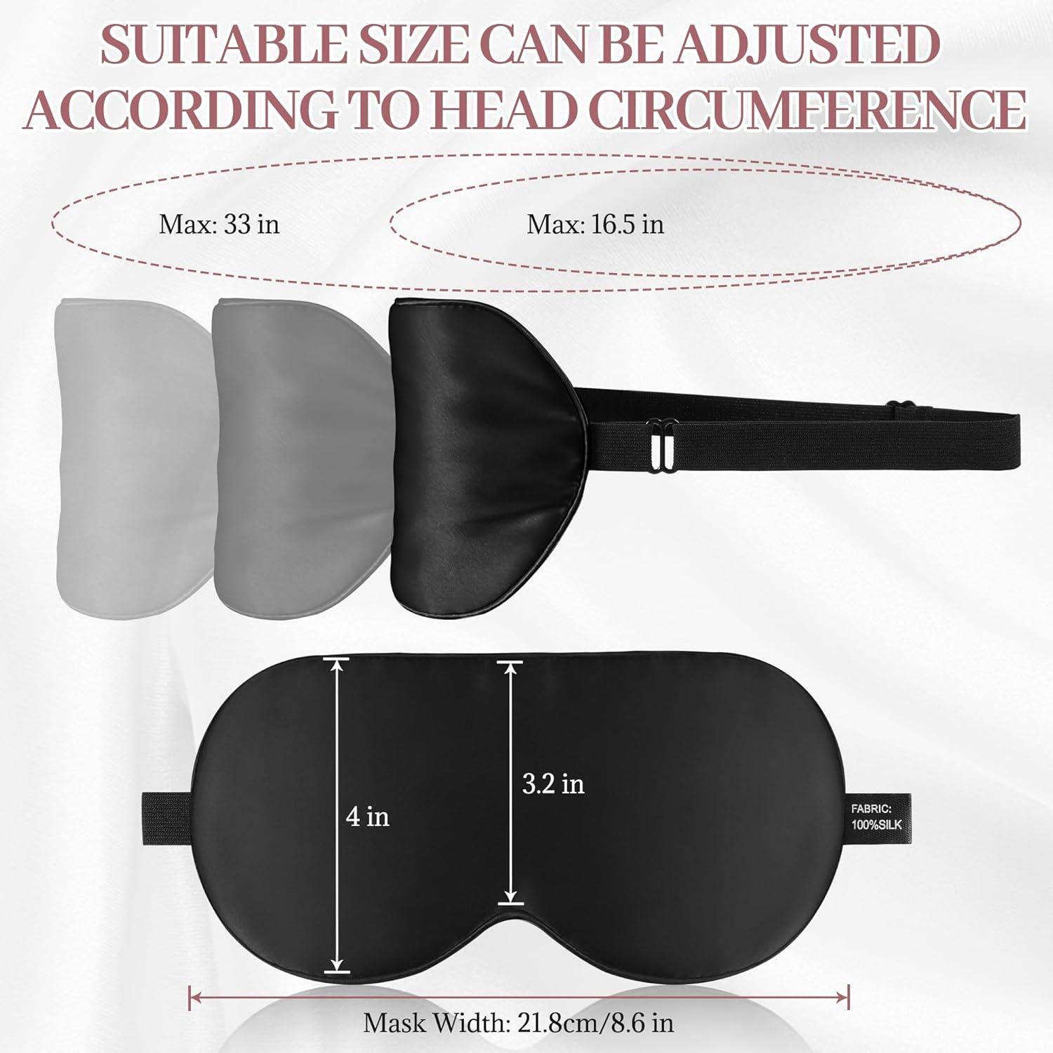 Máscara de Sueño de Seda Spacepower 100% Morera Negra Ajustable