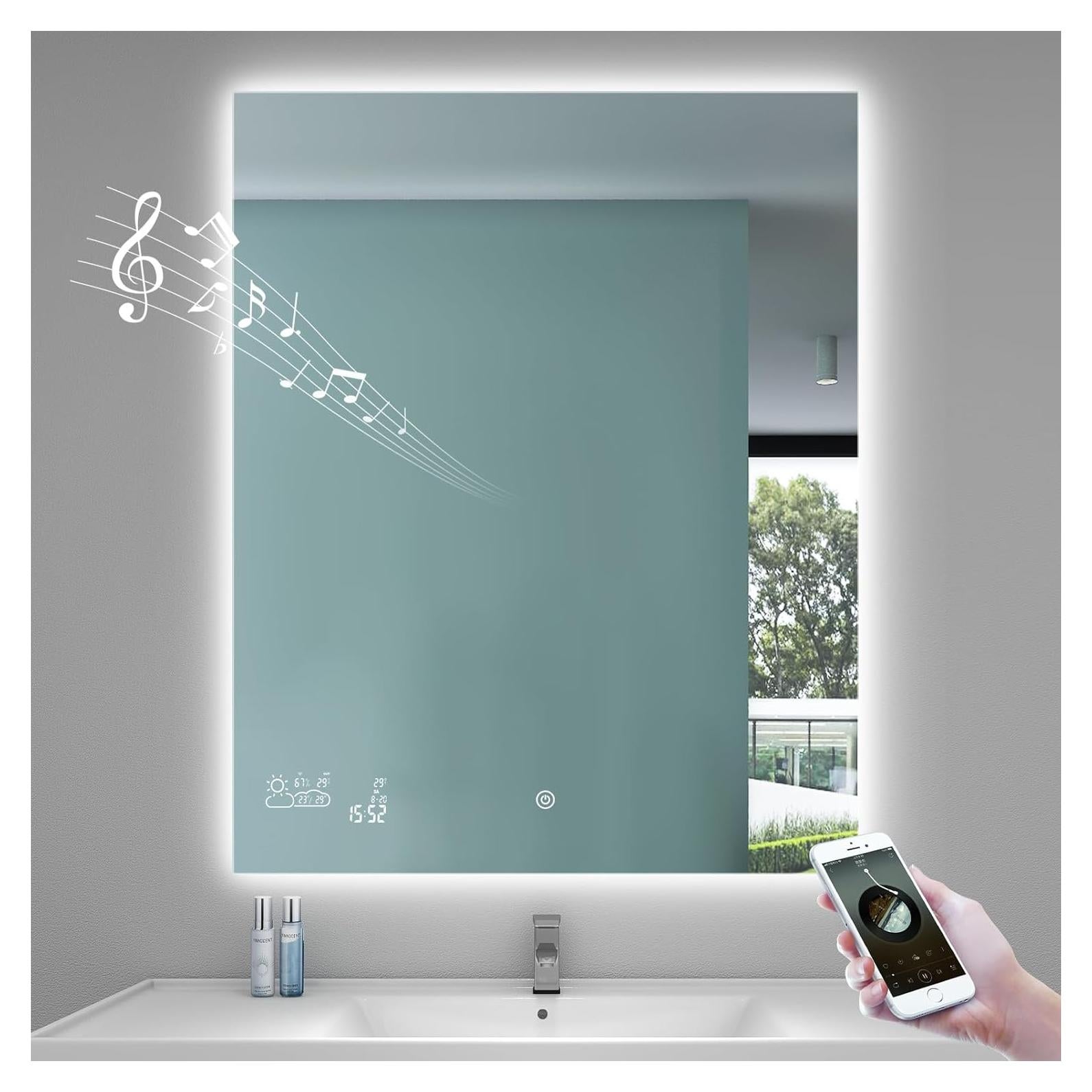 Espejo de Baño Inteligente BYECOLD 100x80cm Bluetooth LED