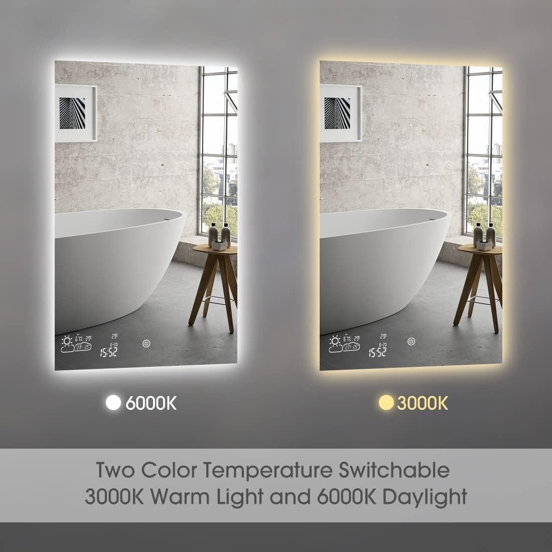 Espejo de Baño Inteligente BYECOLD 100x80cm Bluetooth LED