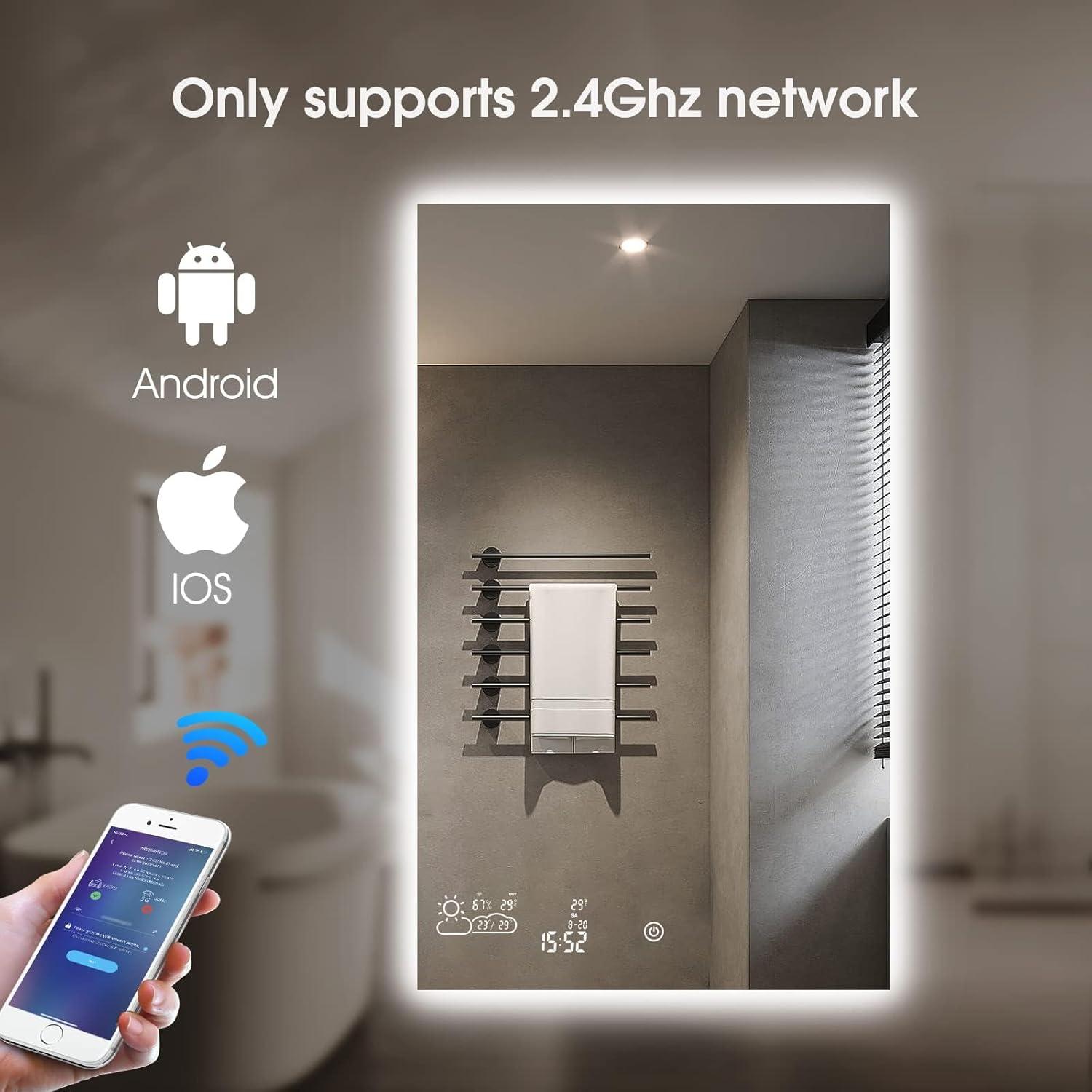 Espejo de Baño Inteligente BYECOLD 100x80cm Bluetooth LED