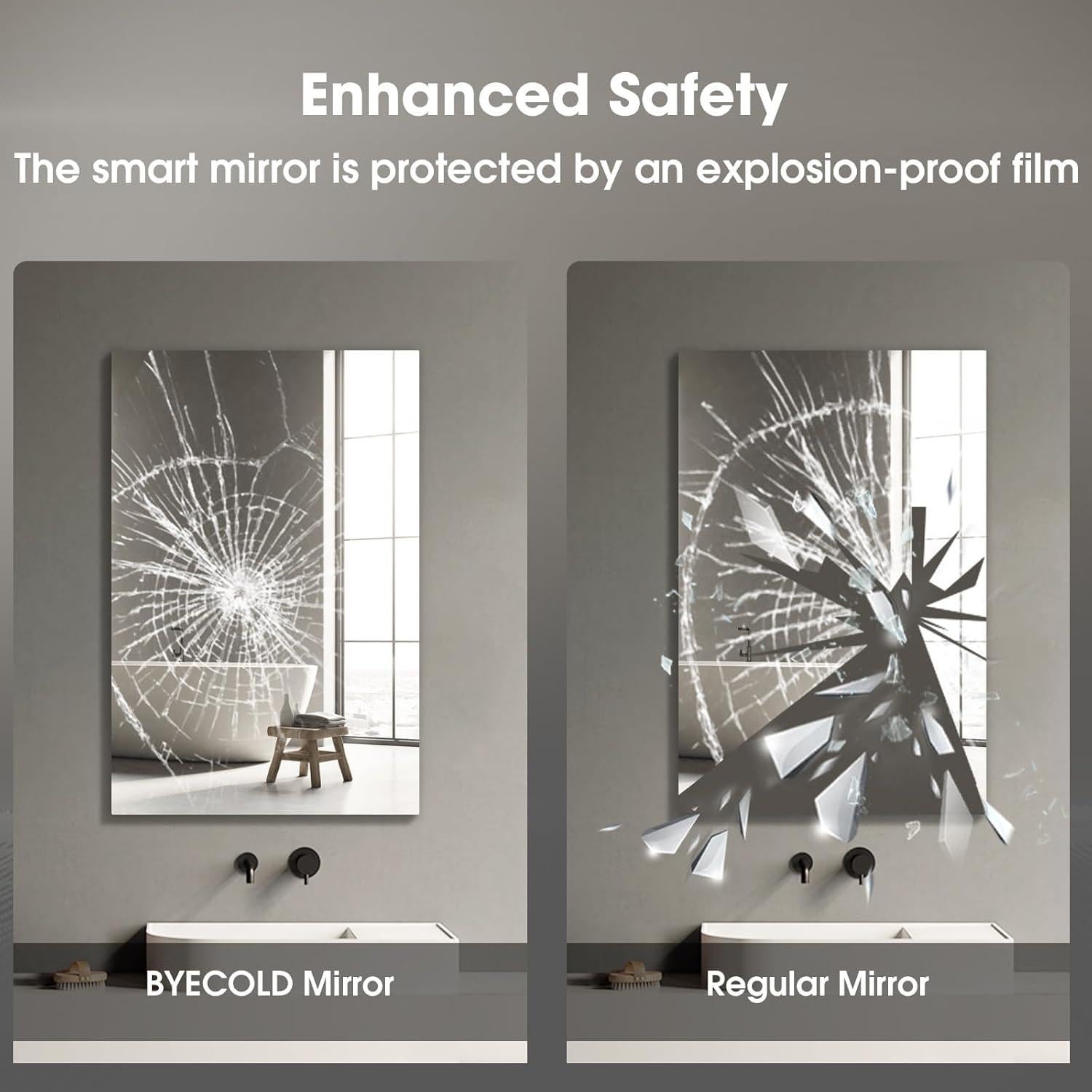 Espejo de Baño Inteligente BYECOLD 100x80cm Bluetooth LED