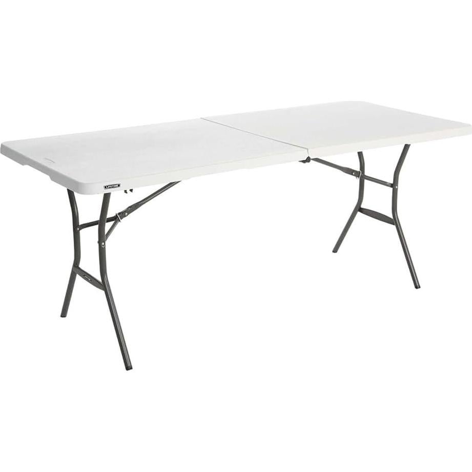 Lifetime 25011 Fold in Half Commercial Table, 6 Feet, White Granite