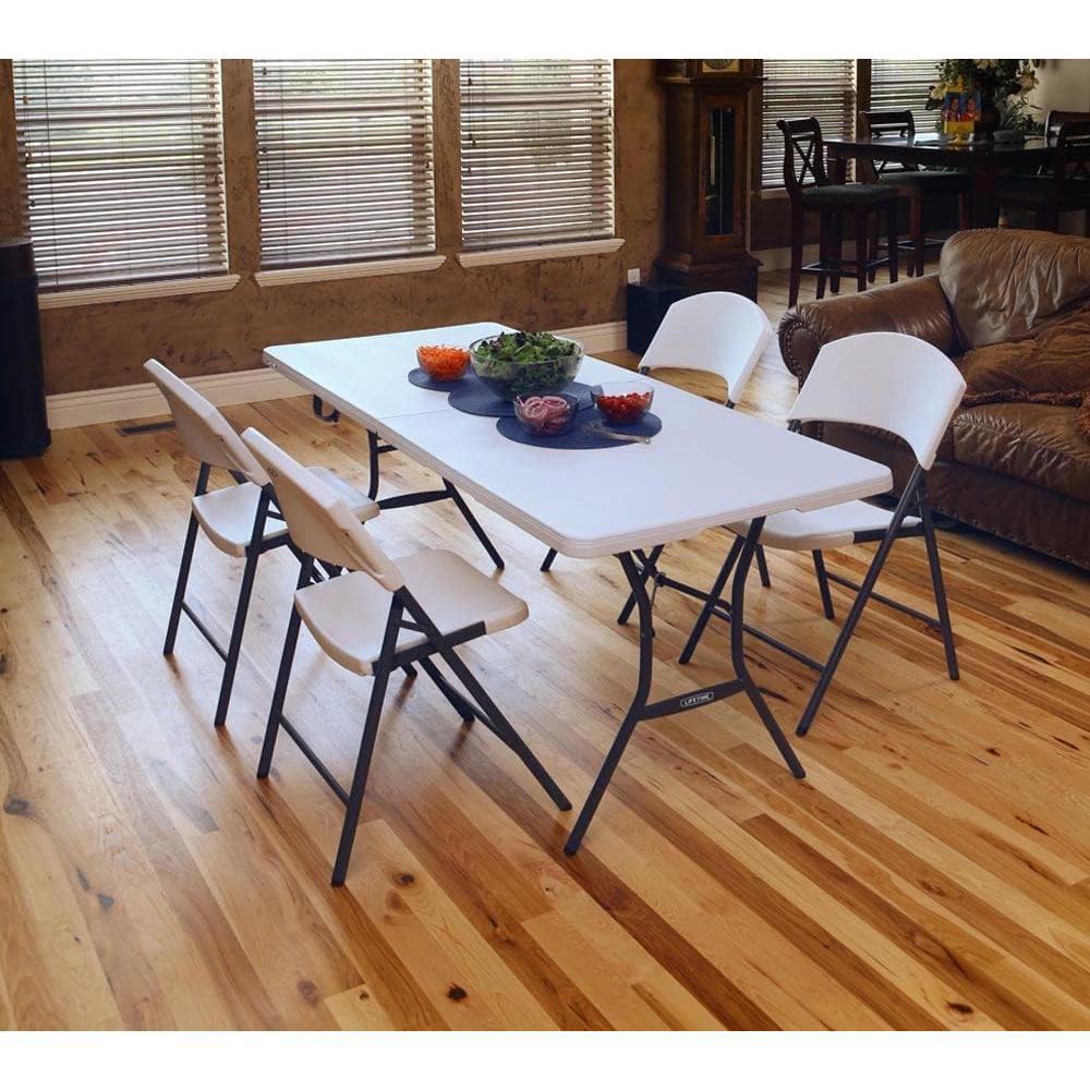 Lifetime 25011 Fold in Half Commercial Table, 6 Feet, White Granite