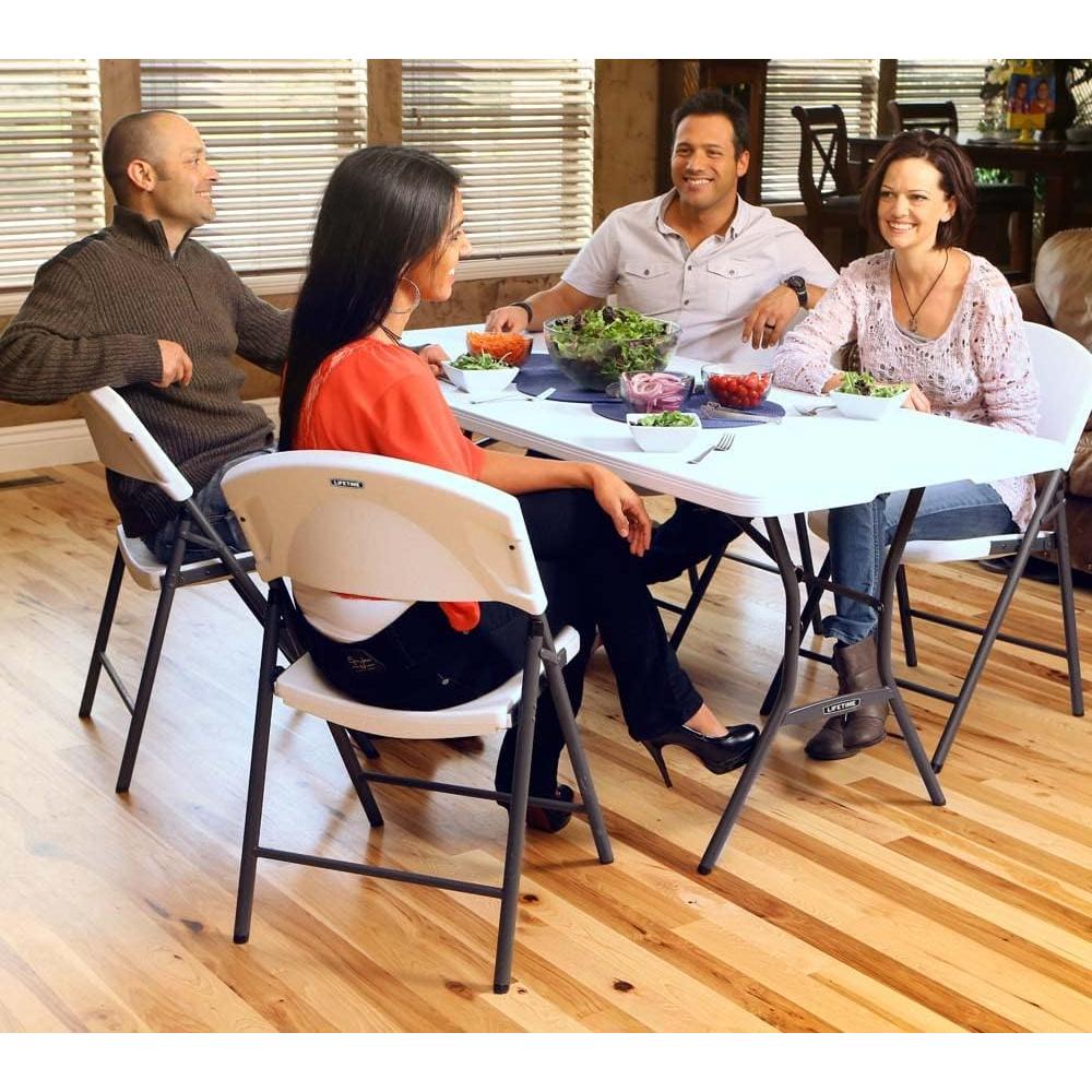 Lifetime 25011 Fold in Half Commercial Table, 6 Feet, White Granite