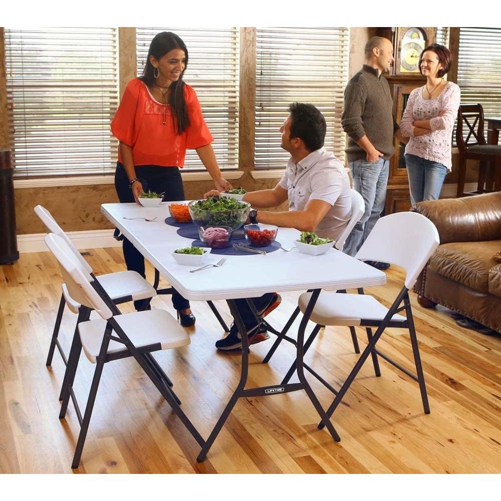 Lifetime 25011 Fold in Half Commercial Table, 6 Feet, White Granite