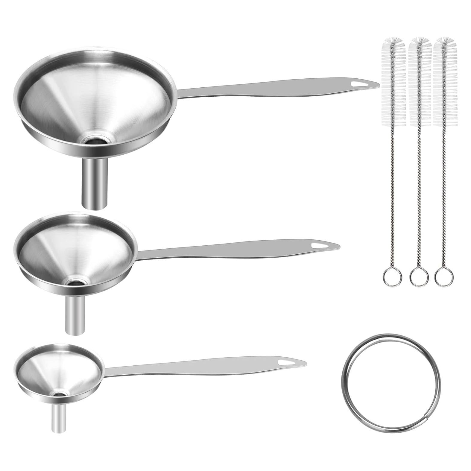 Juego de 7 Embudos de Acero Inoxidable VOPTON con Mango Largo