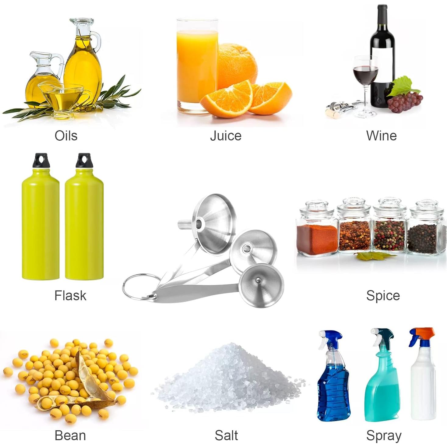 Juego de 7 Embudos de Acero Inoxidable VOPTON con Mango Largo