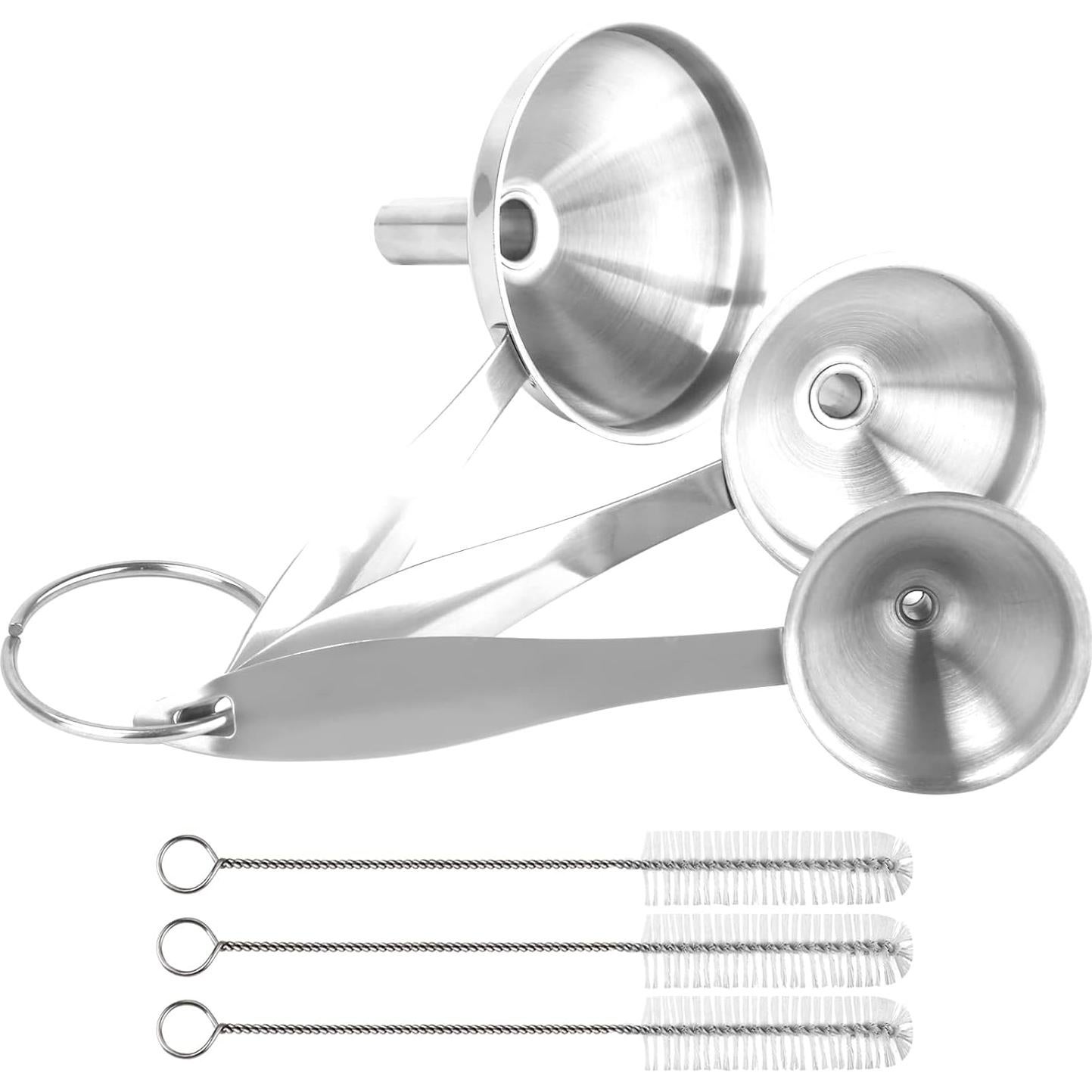 Juego de 7 Embudos de Acero Inoxidable VOPTON con Mango Largo