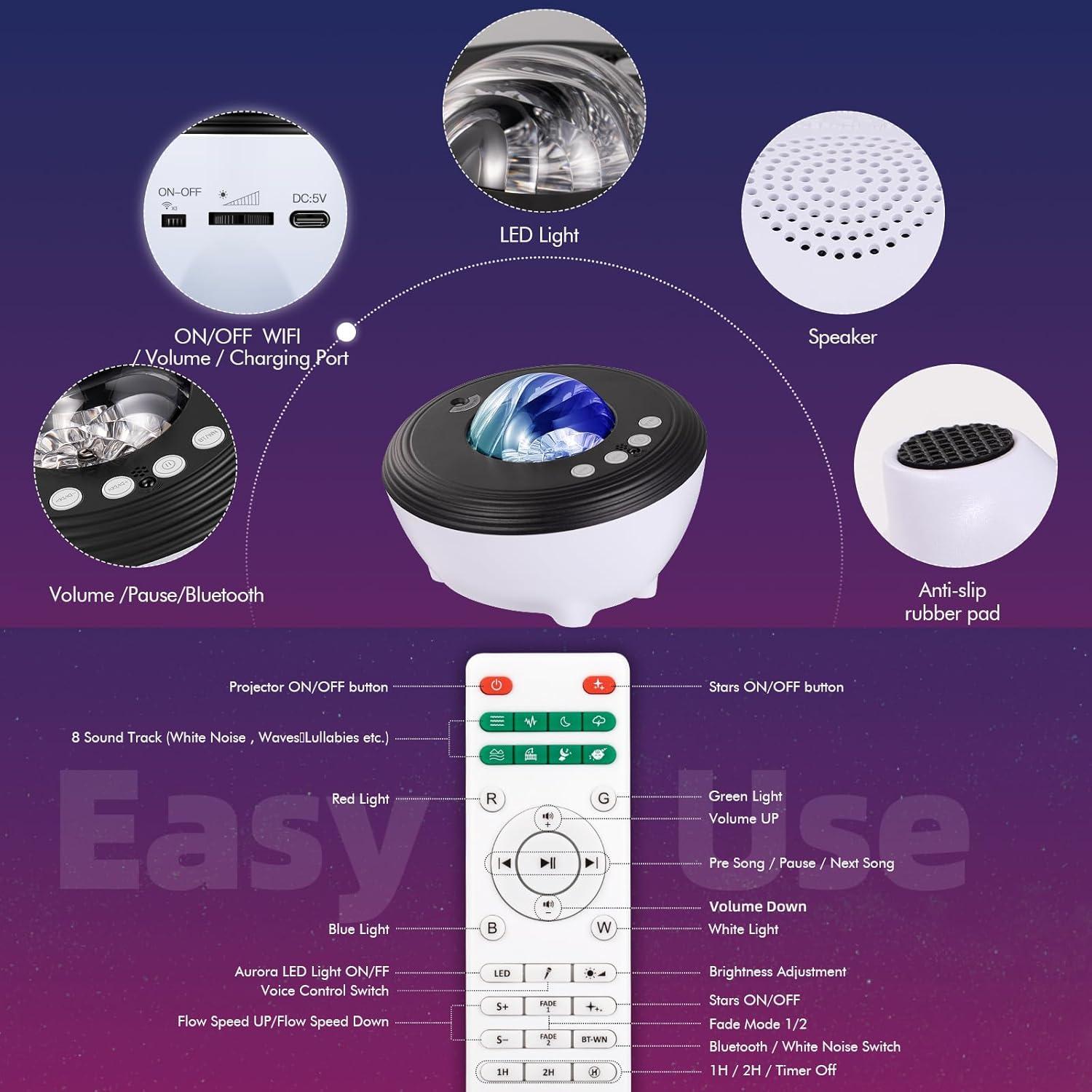 Proyector de Estrellas Galaxy con Altavoz Bluetooth 5.0