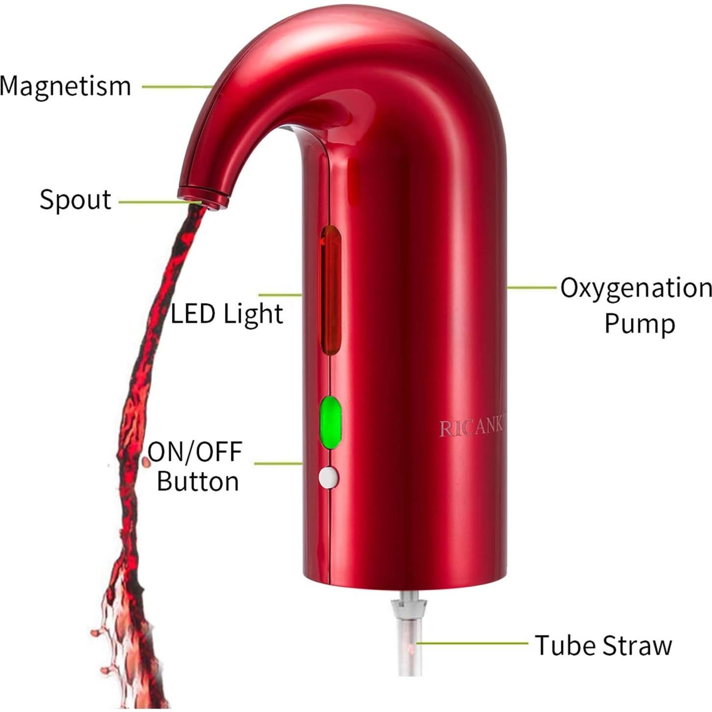 Aerador de Vino Eléctrico RICANK - Portátil y Recargable