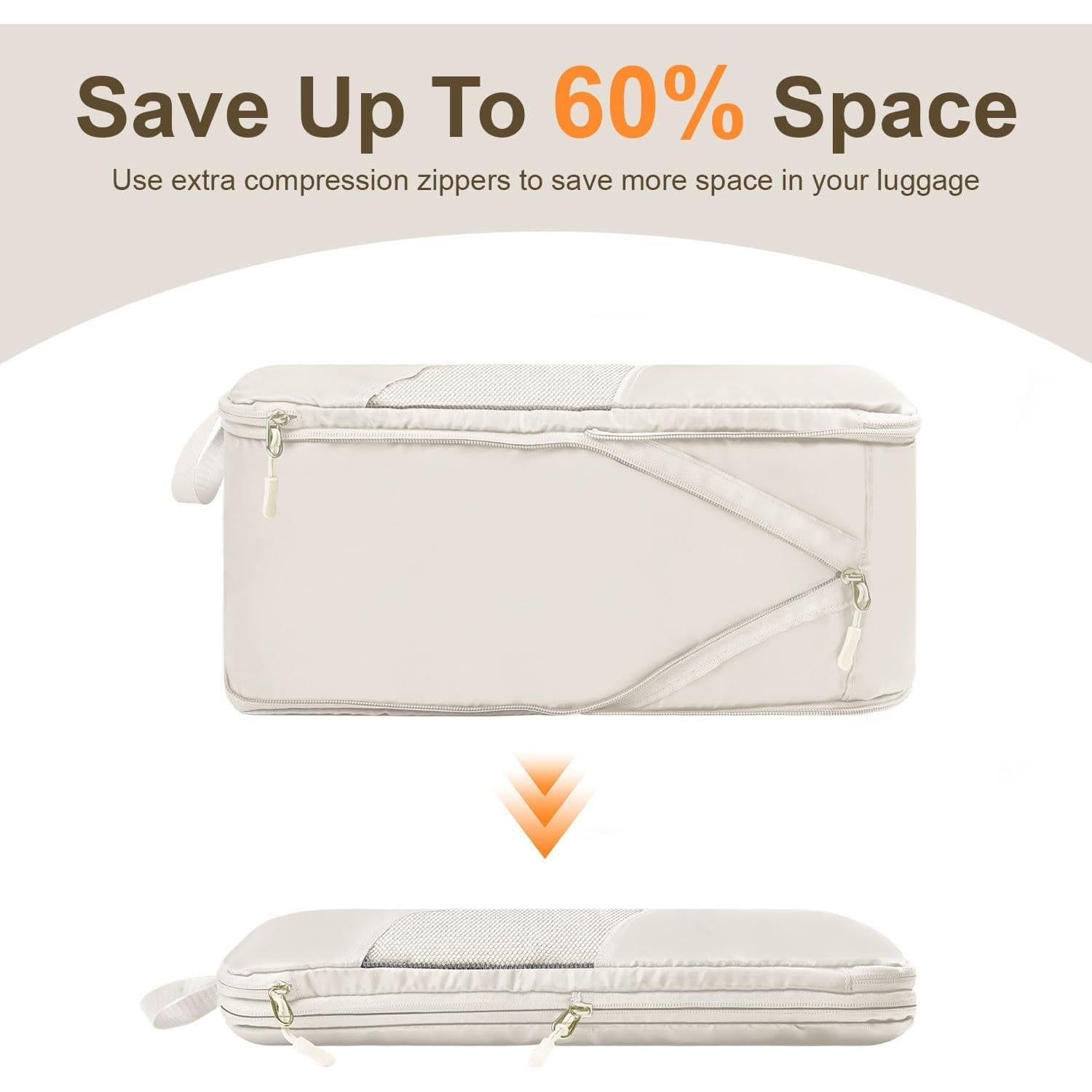 Set de 10 Cubos de Compresión Neatevday para Viajes Beige