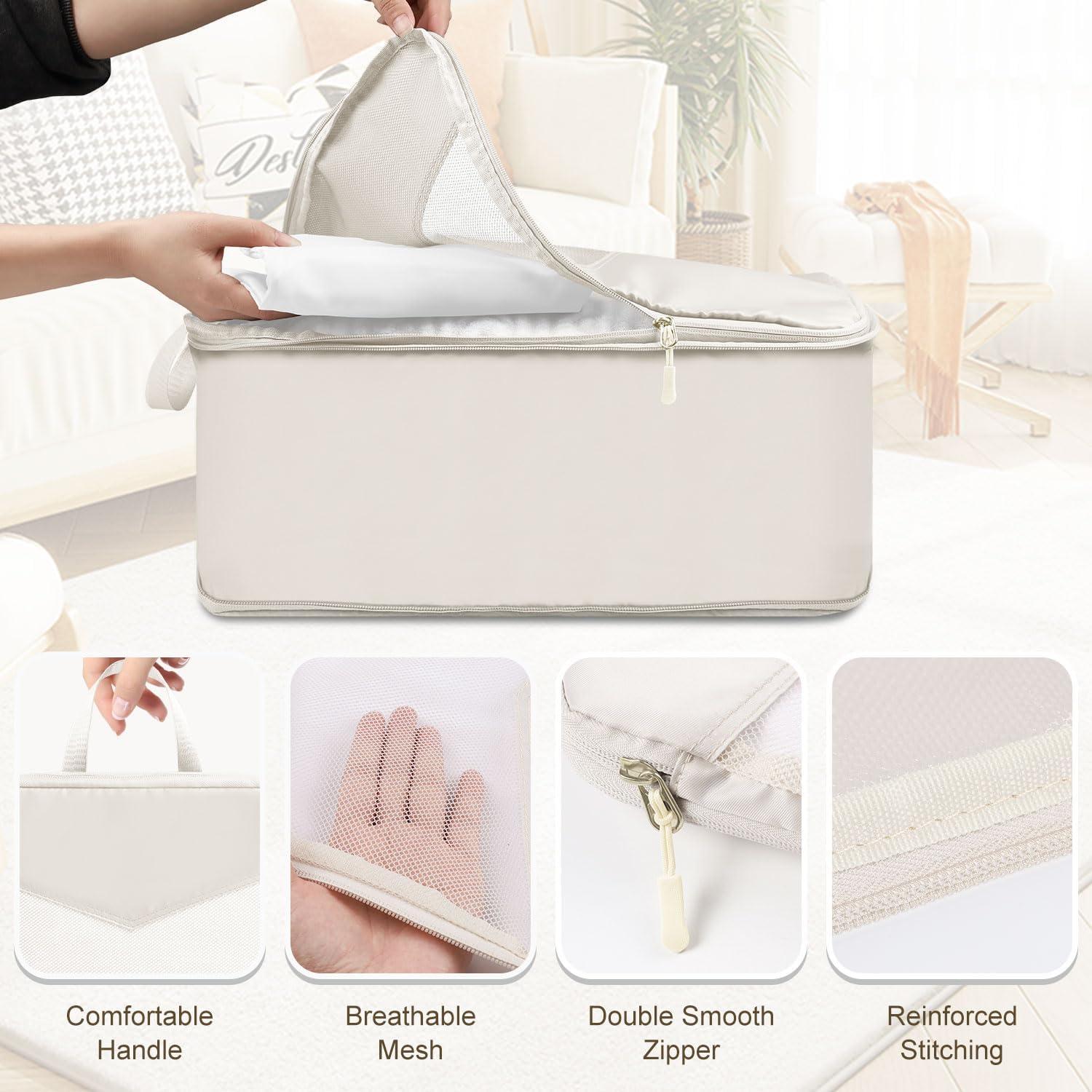 Set de 10 Cubos de Compresión Neatevday para Viajes Beige